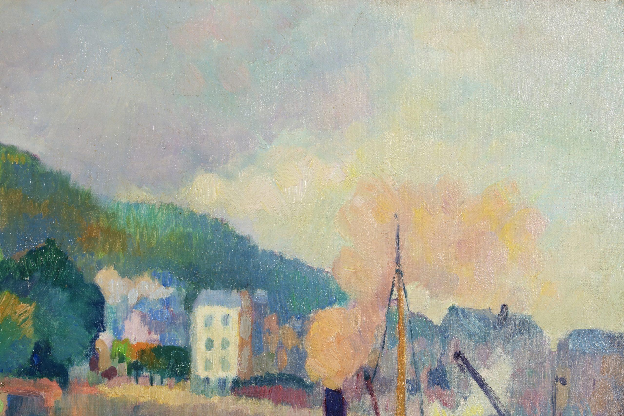 La Colline Saint Catherine - Paisaje postimpresionista Óleo de Robert Pinchon - Landscape Painting Marrón de Robert Antoine Pinchon