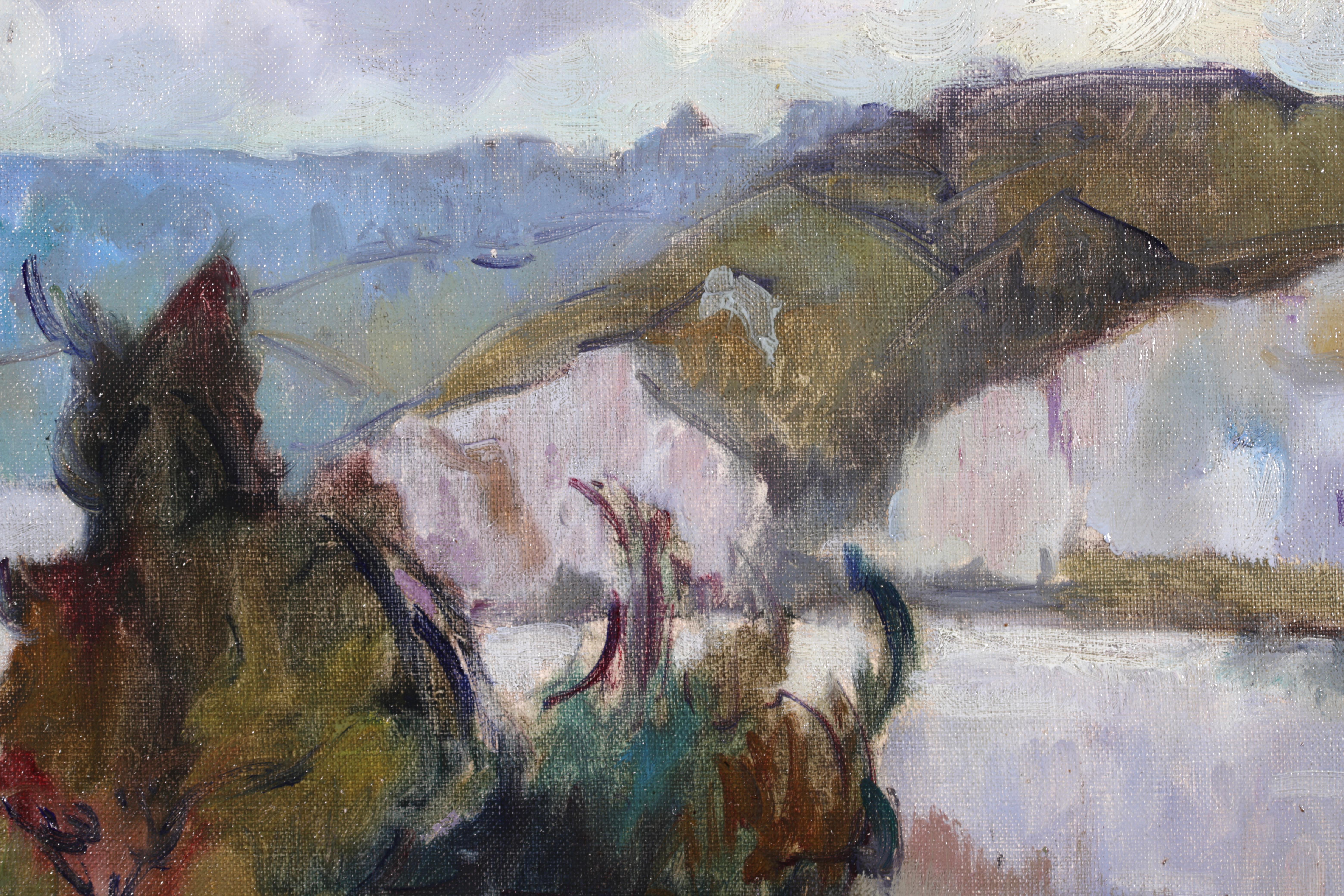 Huile fauviste post-impressionniste La Seine, paysage fluvial de Robert Pinchon 5