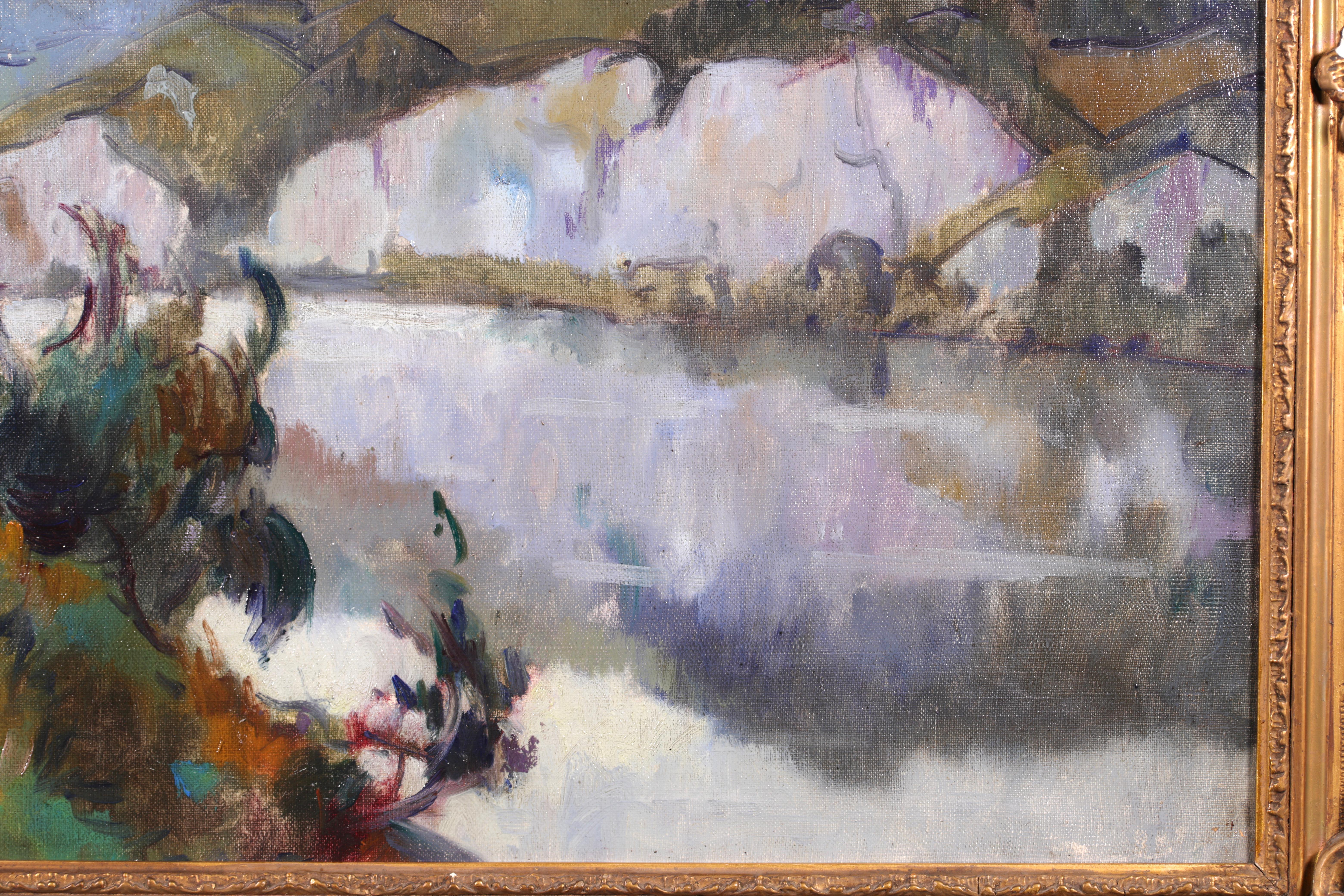 La Seine - Post Impressionist Fauvist Oil, River Landscape by Robert Pinchon - Brown Landscape Painting by Robert Antoine Pinchon