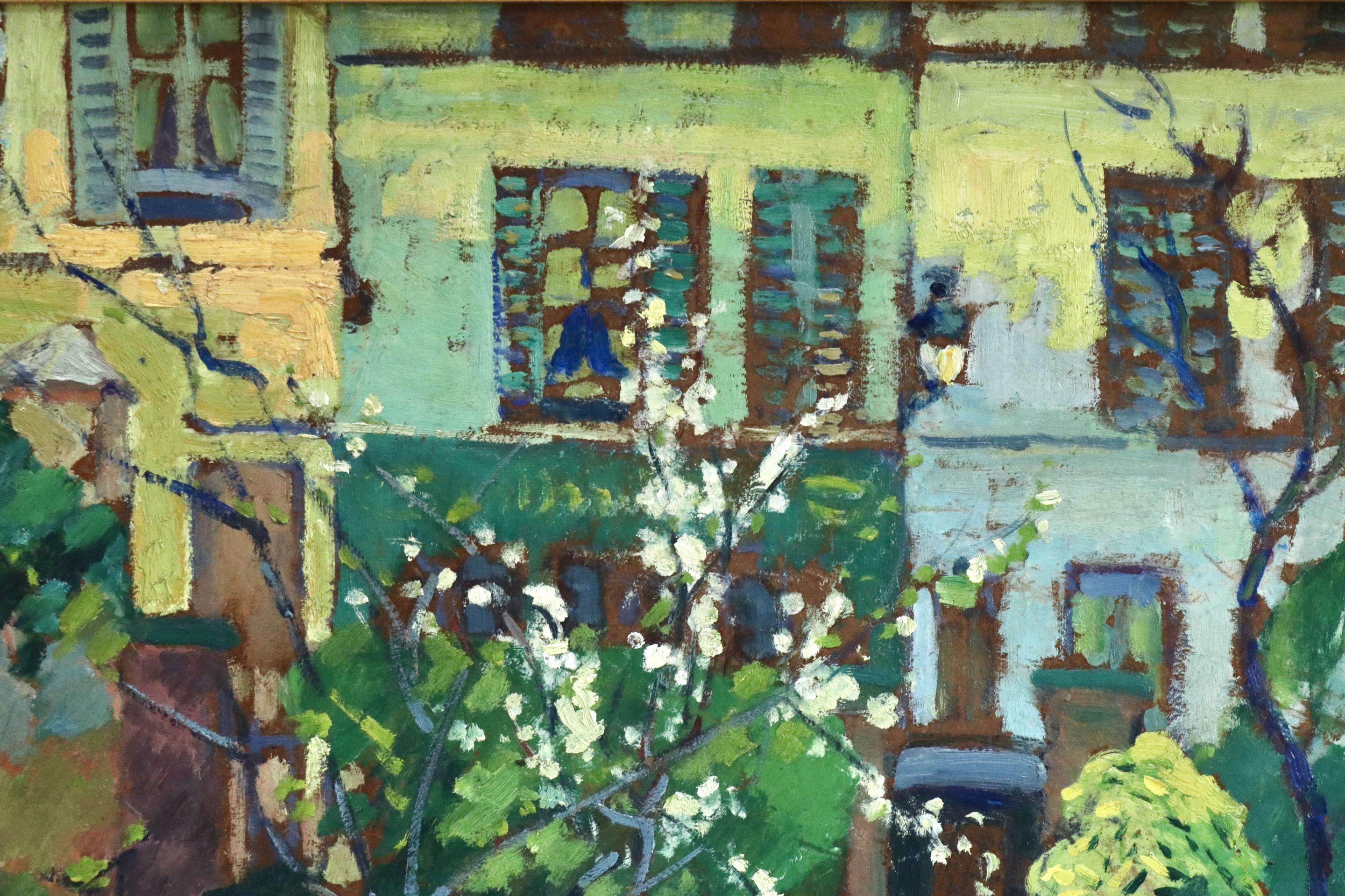 Le Jardin Fleuri - 20th Century Oil, Flowers in Garden Landscape by R A Pinchon - Post-Impressionist Painting by Robert Antoine Pinchon