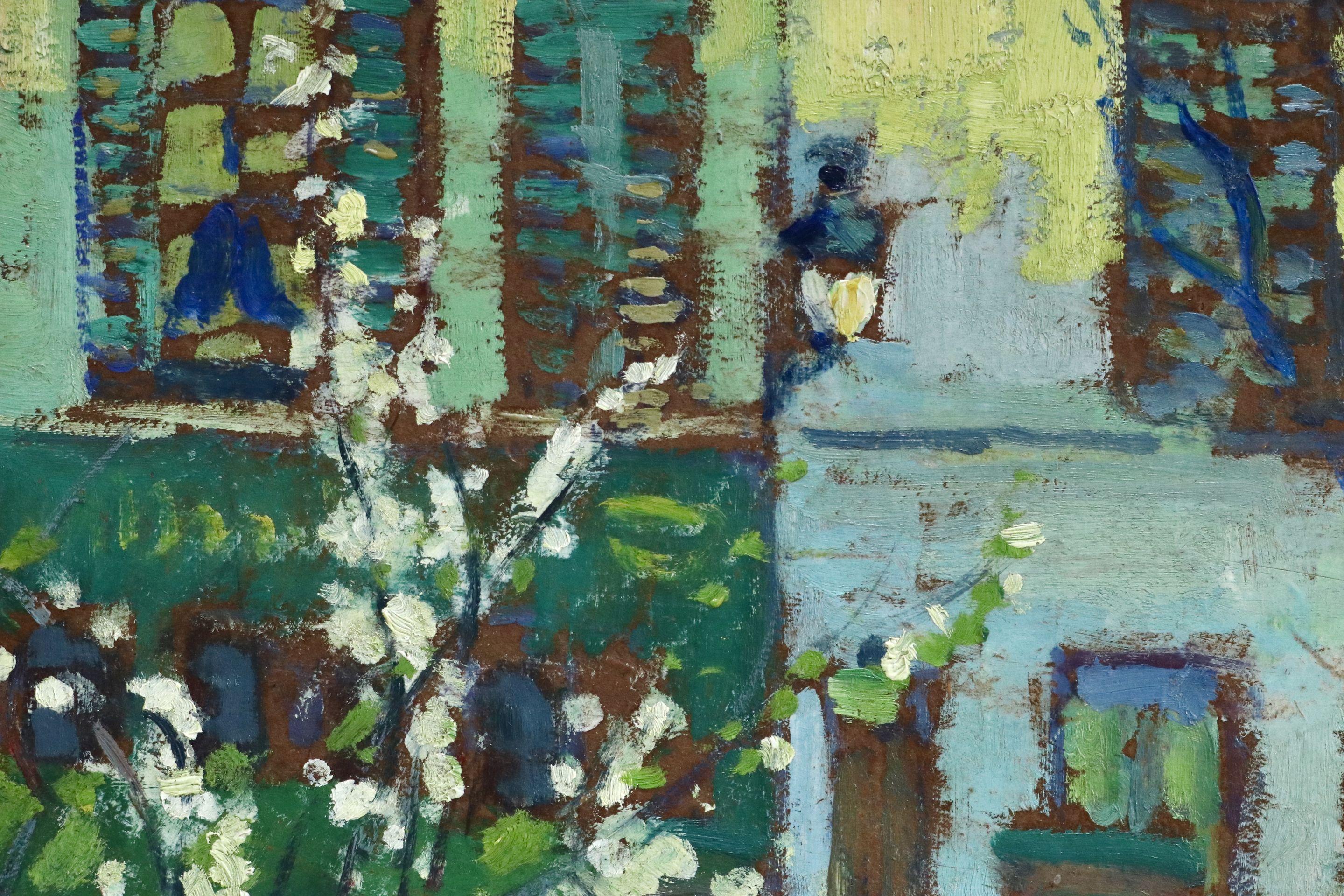 Le Jardin Fleuri - 20th Century Oil, Flowers in Garden Landscape by R A Pinchon 2