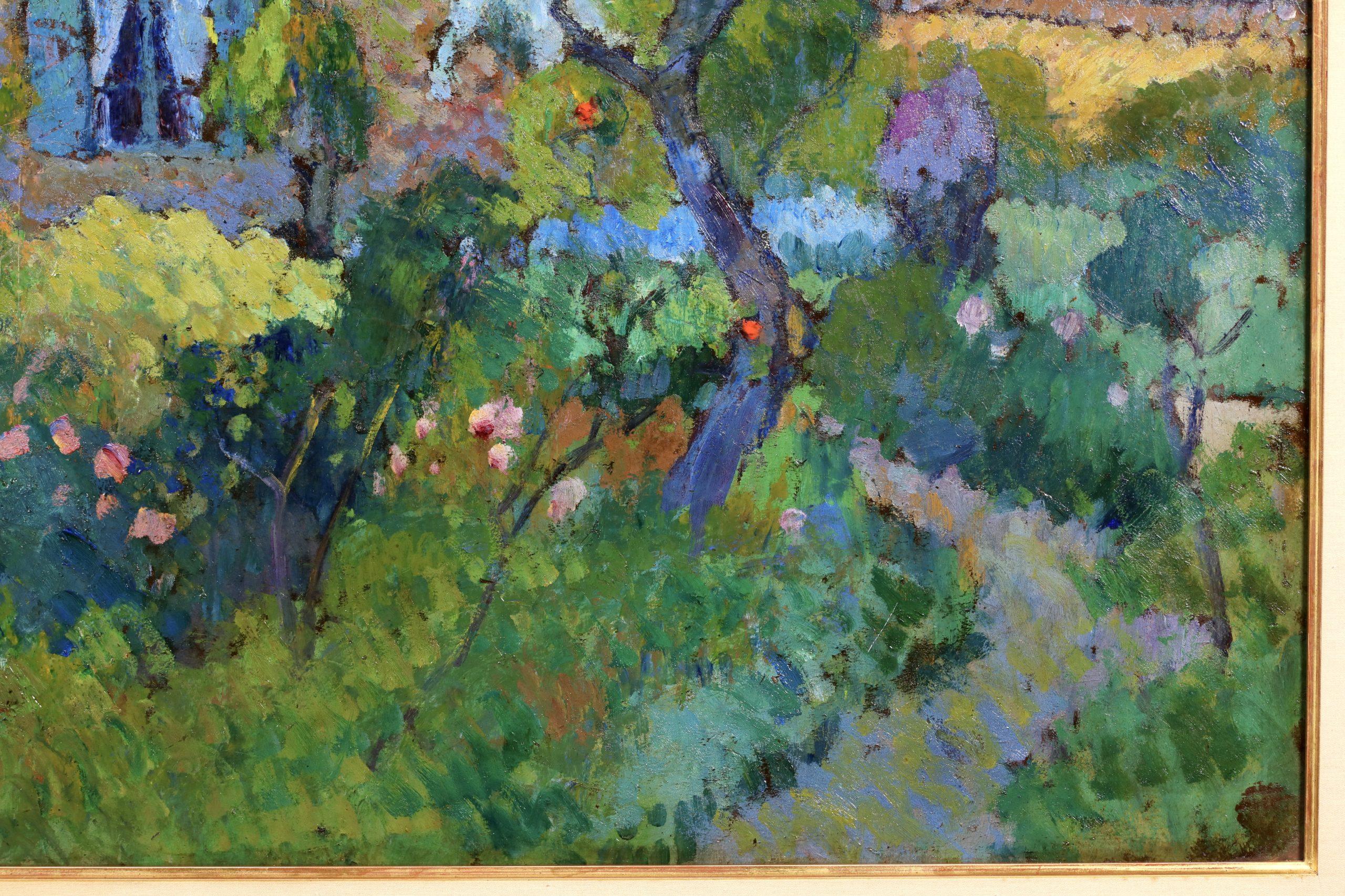 Le Jardin Fleuri - Paesaggio post impressionista dipinto a olio da Robert The Pinchon - Painting Postimpressionismo di Robert Antoine Pinchon