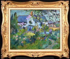 Antique Le Jardin Fleuri - Post Impressionist Landscape Oil Painting by Robert Pinchon