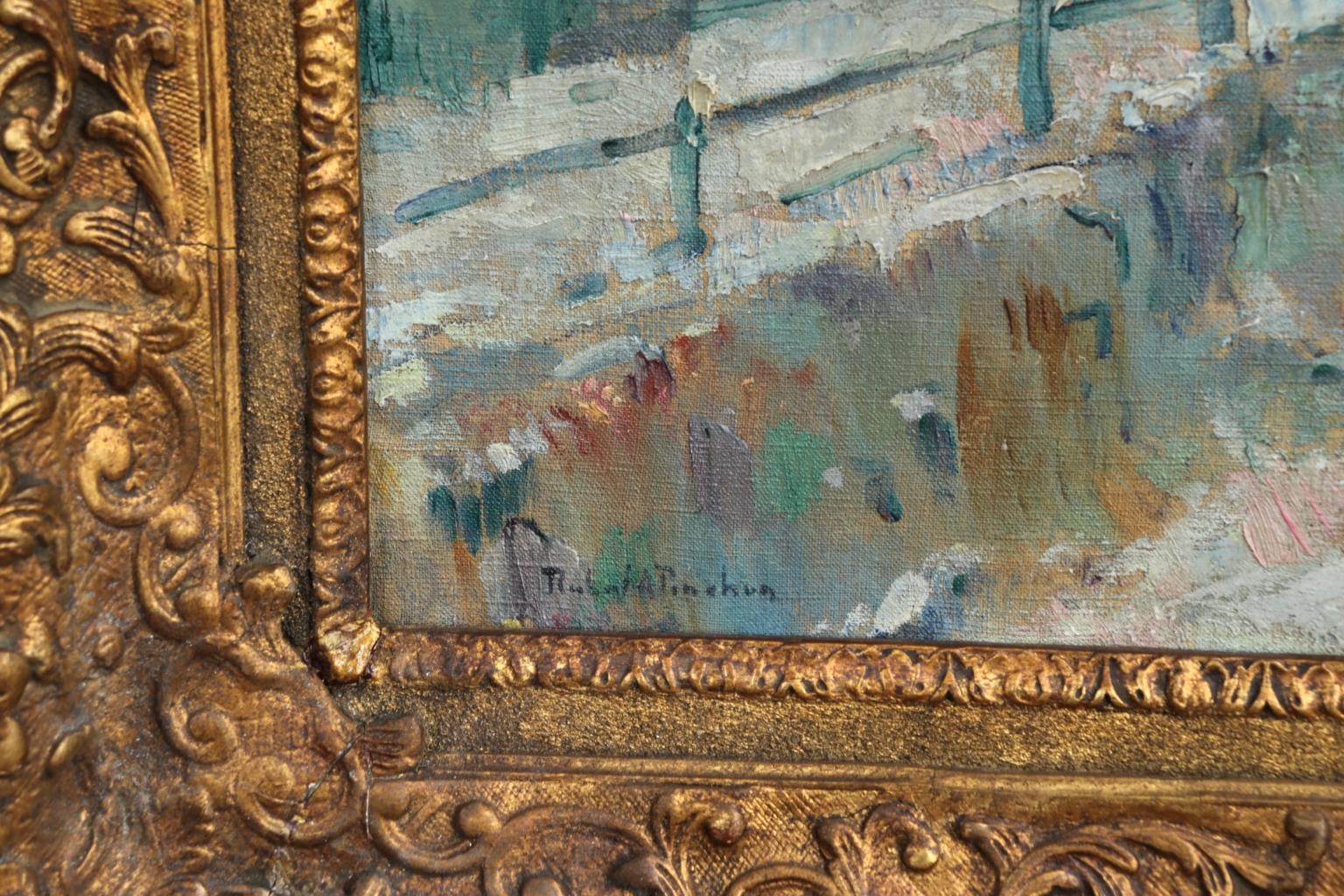 Près de Rouen - Huile impressionniste du 19ème siècle:: Paysage enneigé de Robert Pinchon 3