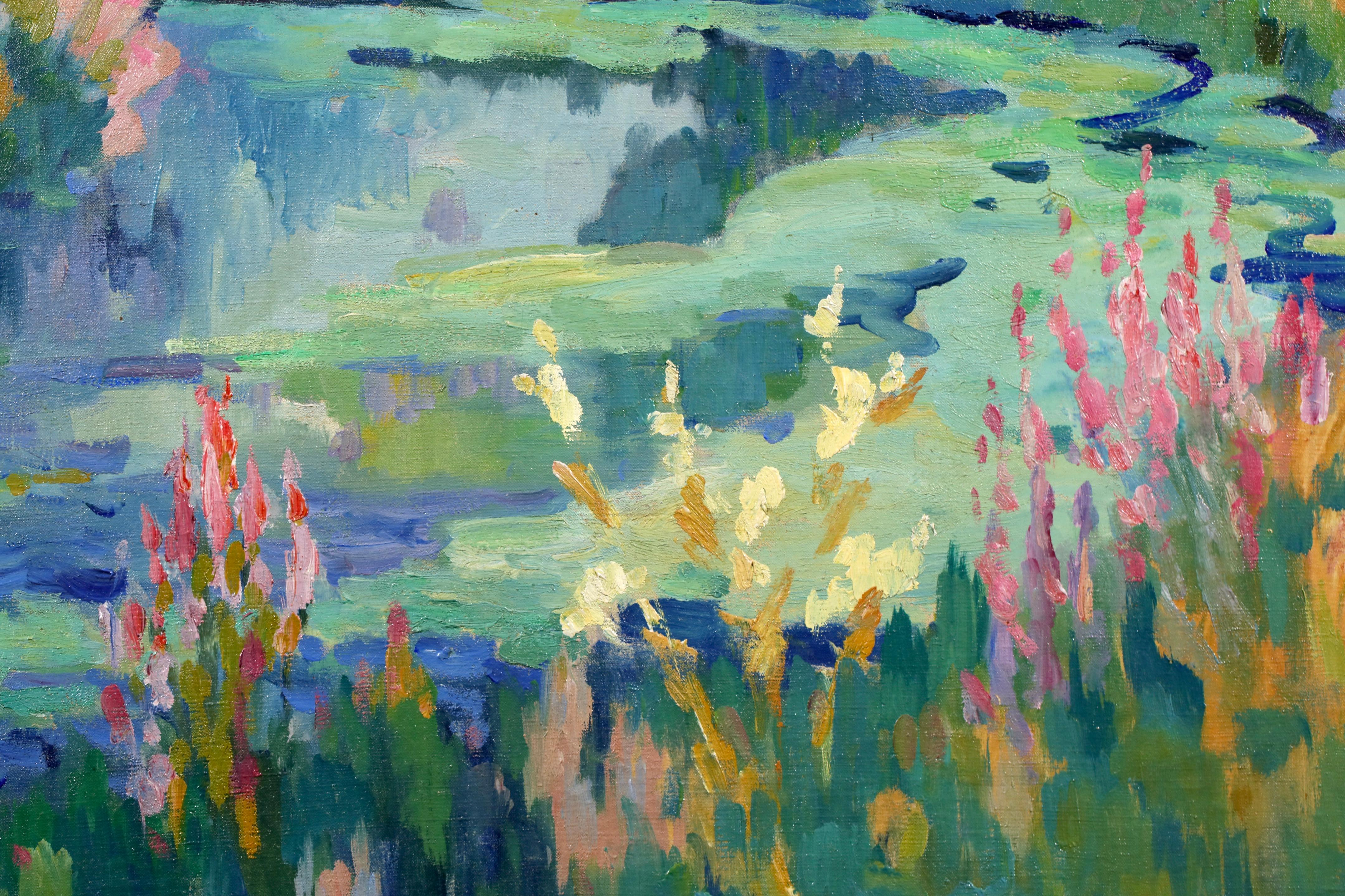 Paysage D'Ete - Paesaggio fluviale olio post impressionista di Robert Pinchon - Painting Postimpressionismo di Robert Antoine Pinchon