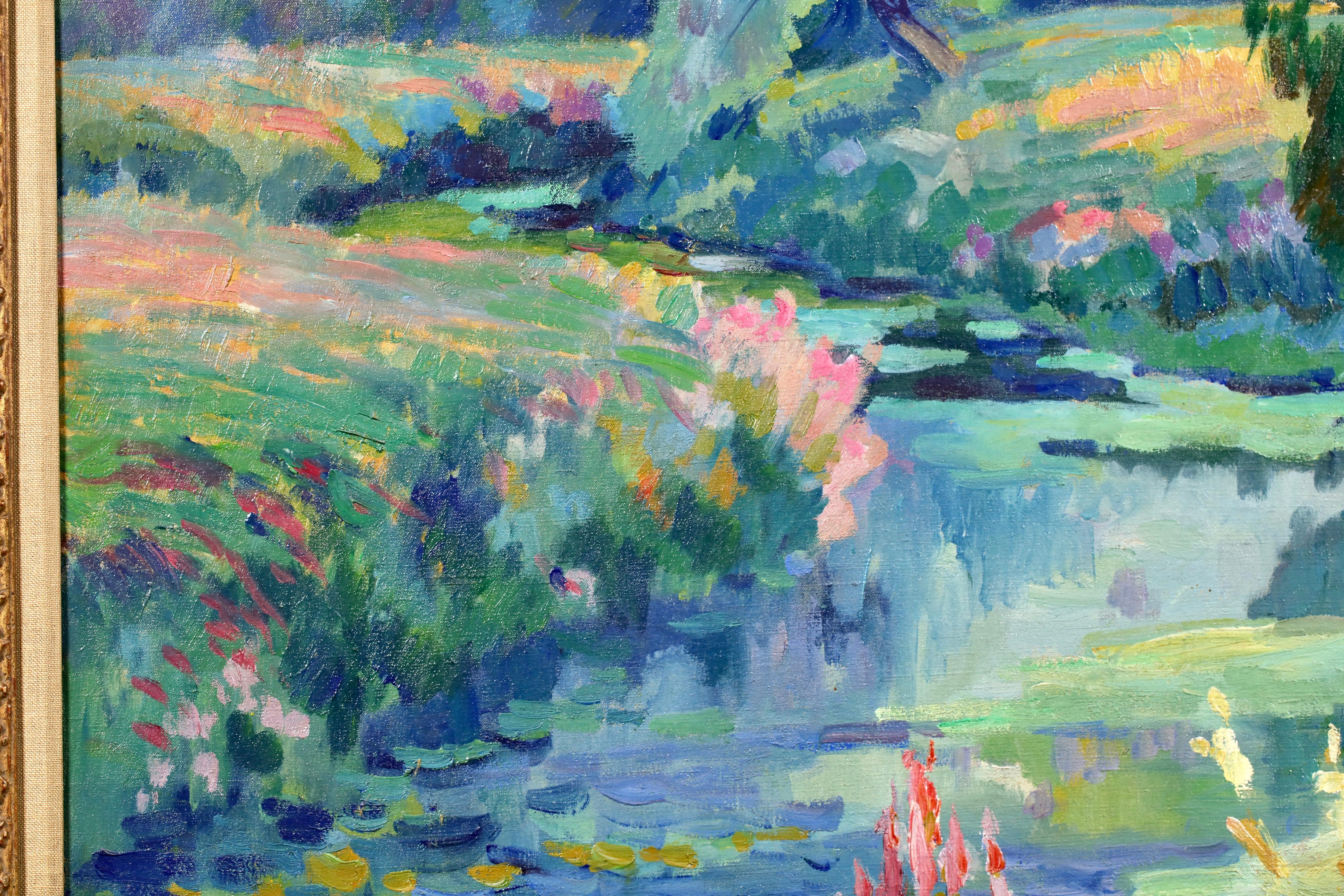Paysage D'Ete - Paesaggio fluviale olio post impressionista di Robert Pinchon in vendita 1