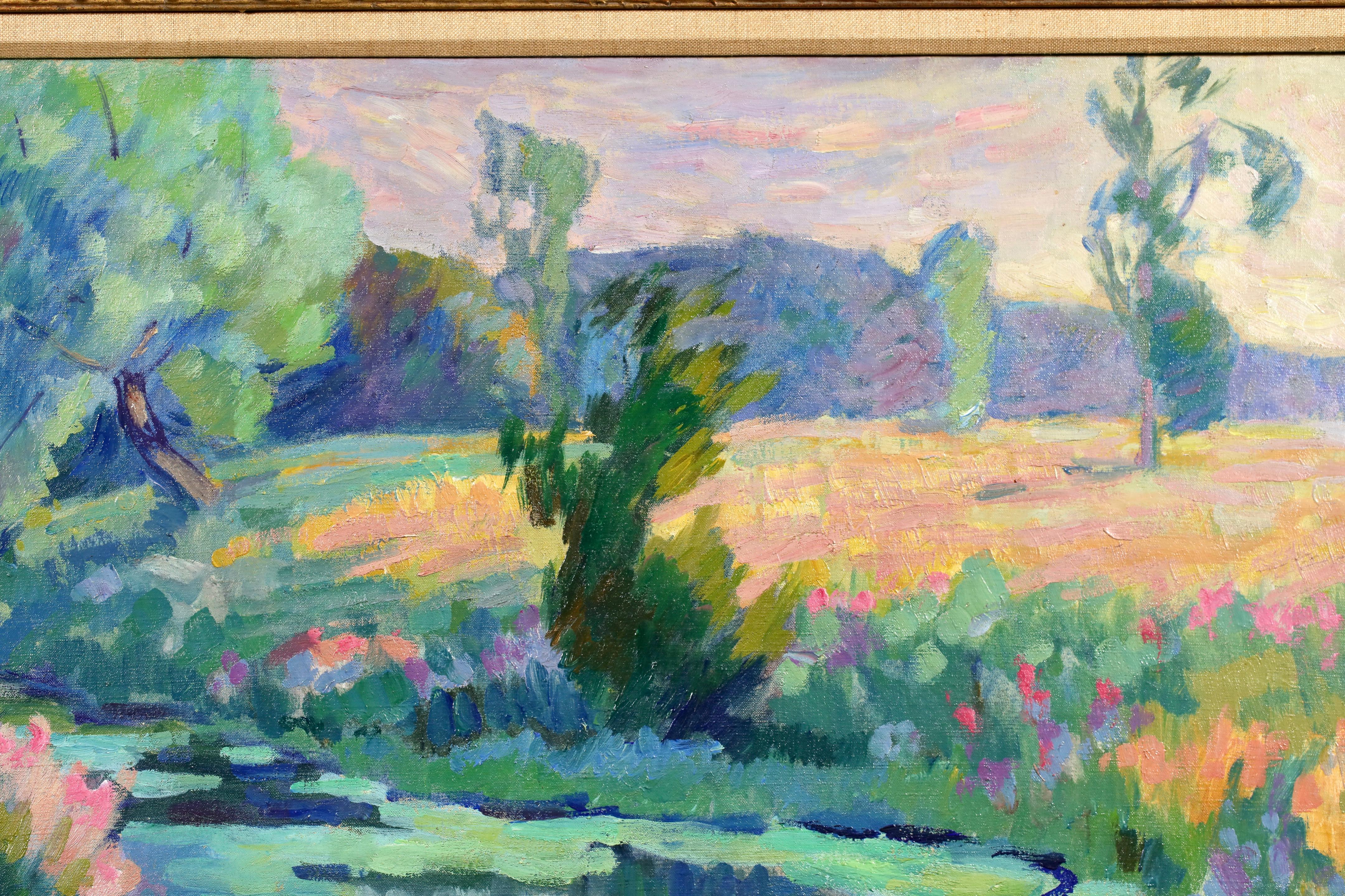 Paysage D'Ete - Paesaggio fluviale olio post impressionista di Robert Pinchon in vendita 4
