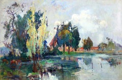 Printemps sur la Seine - Post Impressionist Landscape Oil by Robert Pinchon