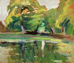 Reflets d'Automne - Post Impressionist Landscape Oil by Robert Pinchon