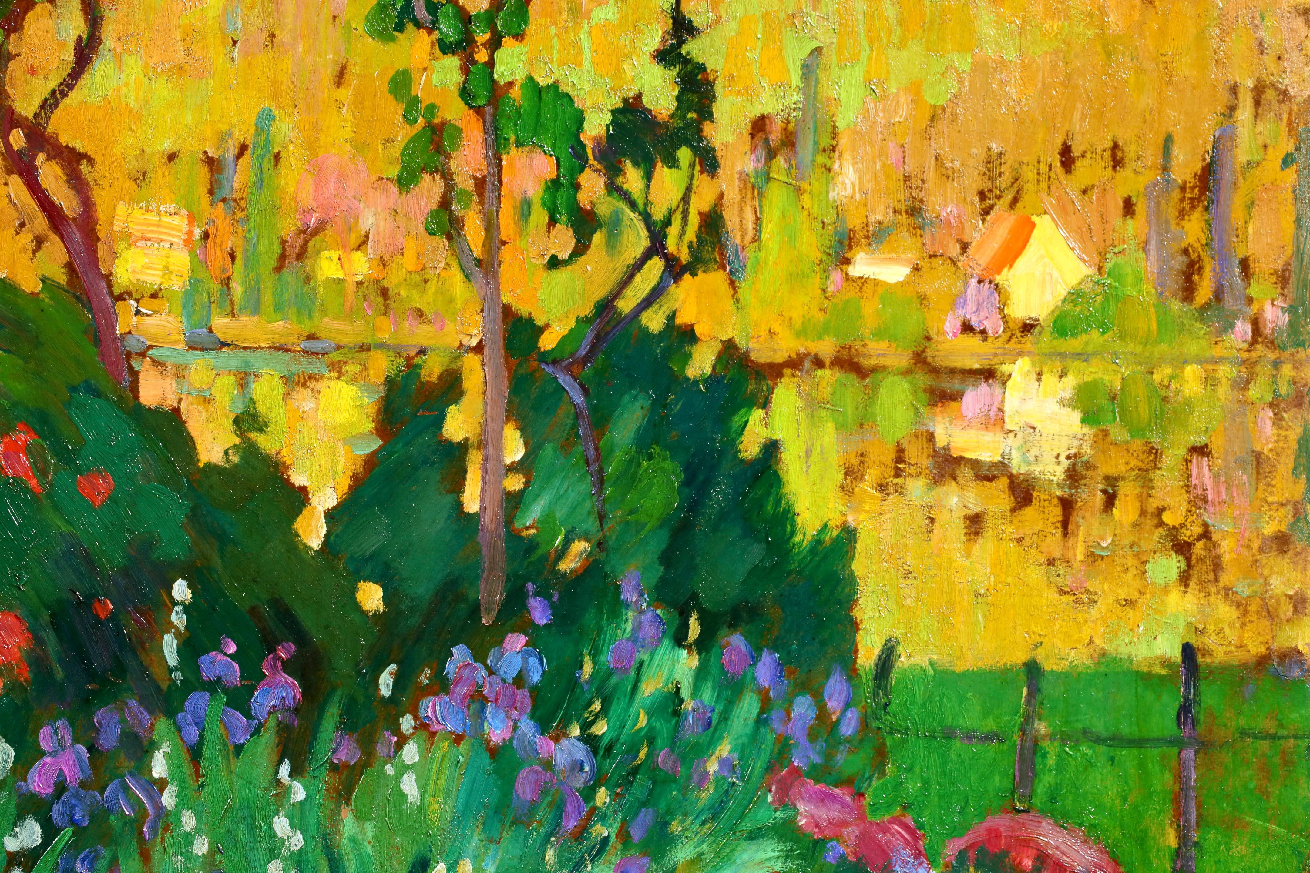 Un Jardin - Postimpressionistische Landschaft Ölgemälde von Robert Pinchon im Angebot 6