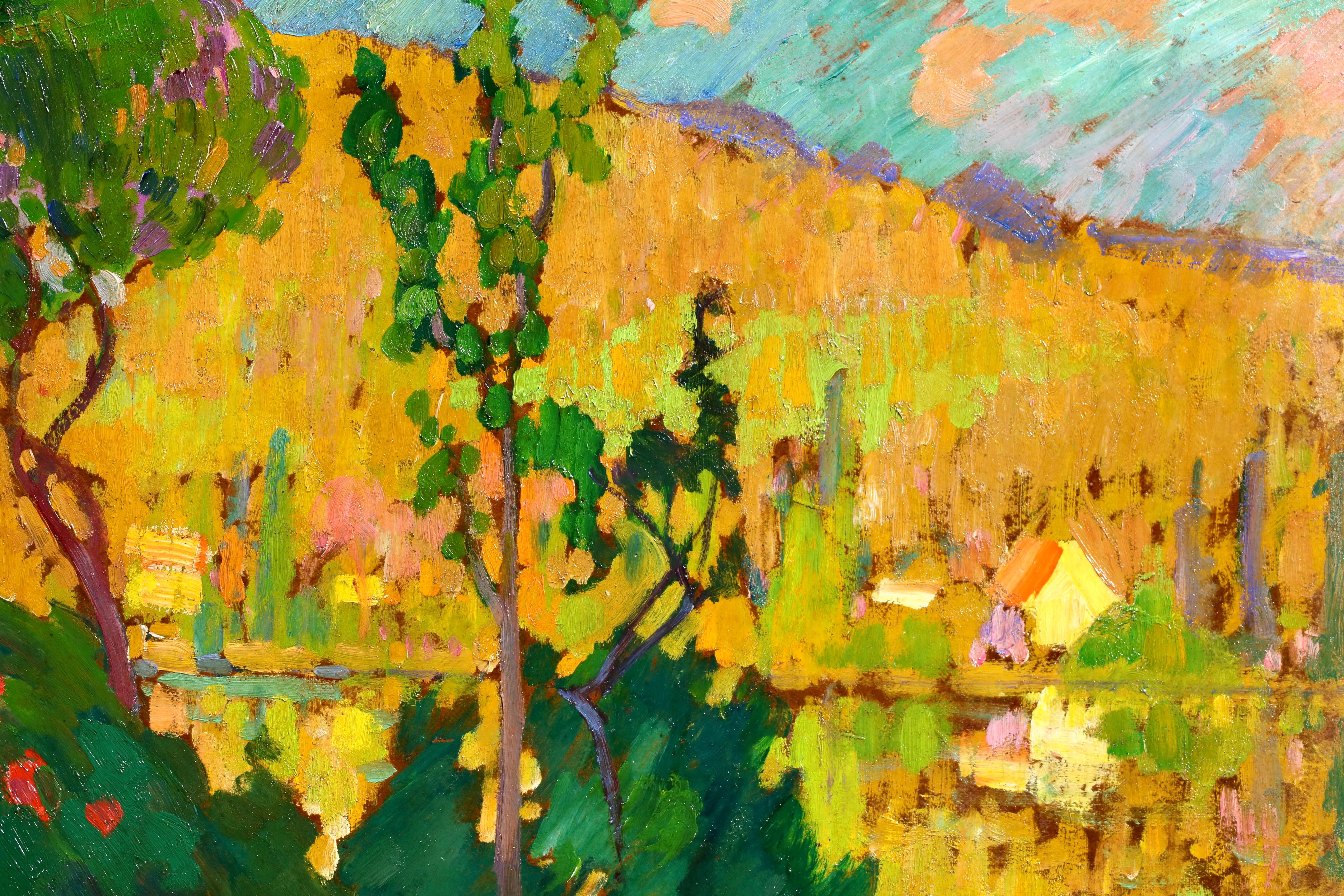 Un Jardin - Postimpressionistische Landschaft Ölgemälde von Robert Pinchon im Angebot 7
