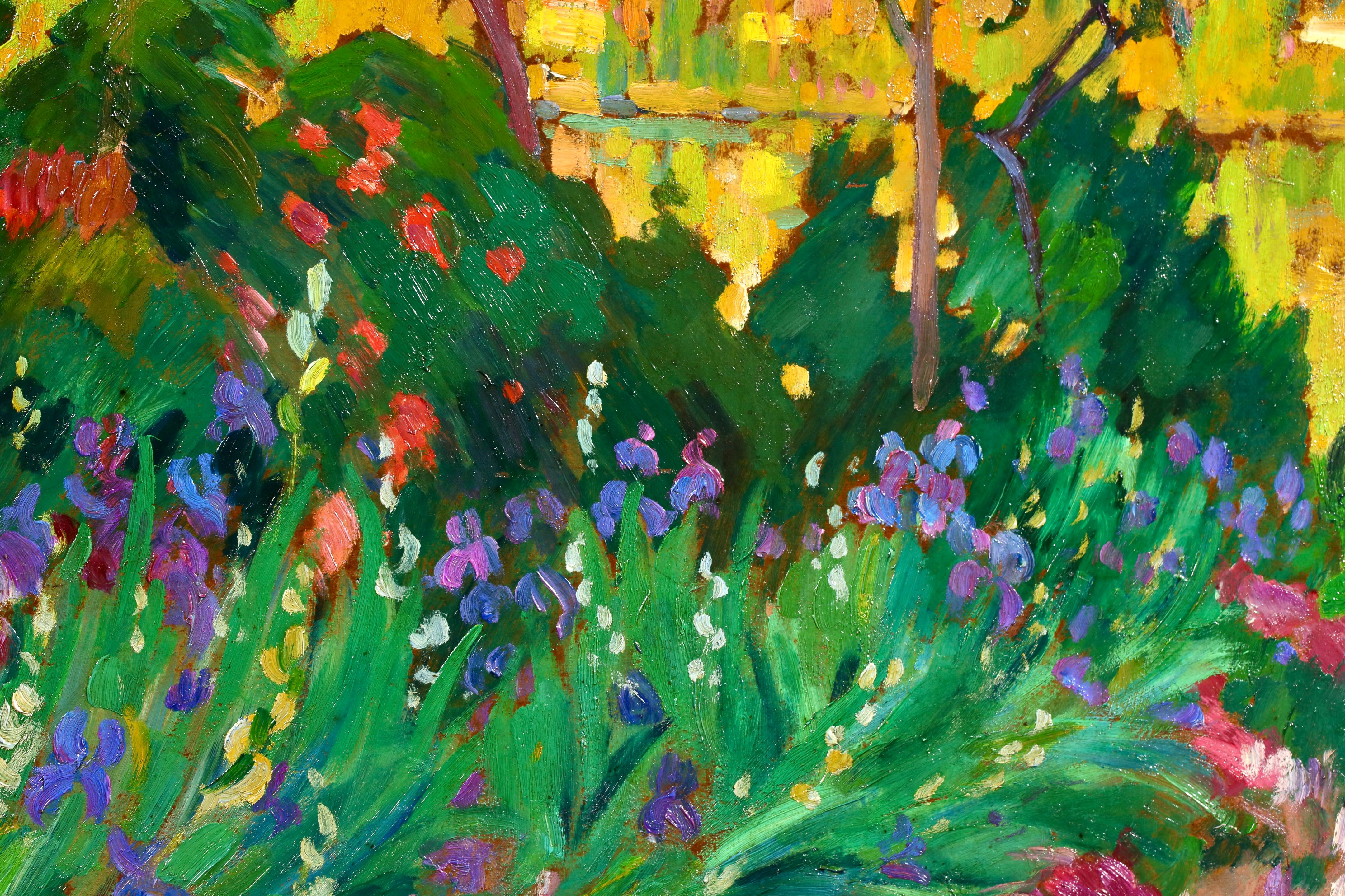 Un Jardin - Postimpressionistische Landschaft Ölgemälde von Robert Pinchon (Braun), Landscape Painting, von Robert Antoine Pinchon