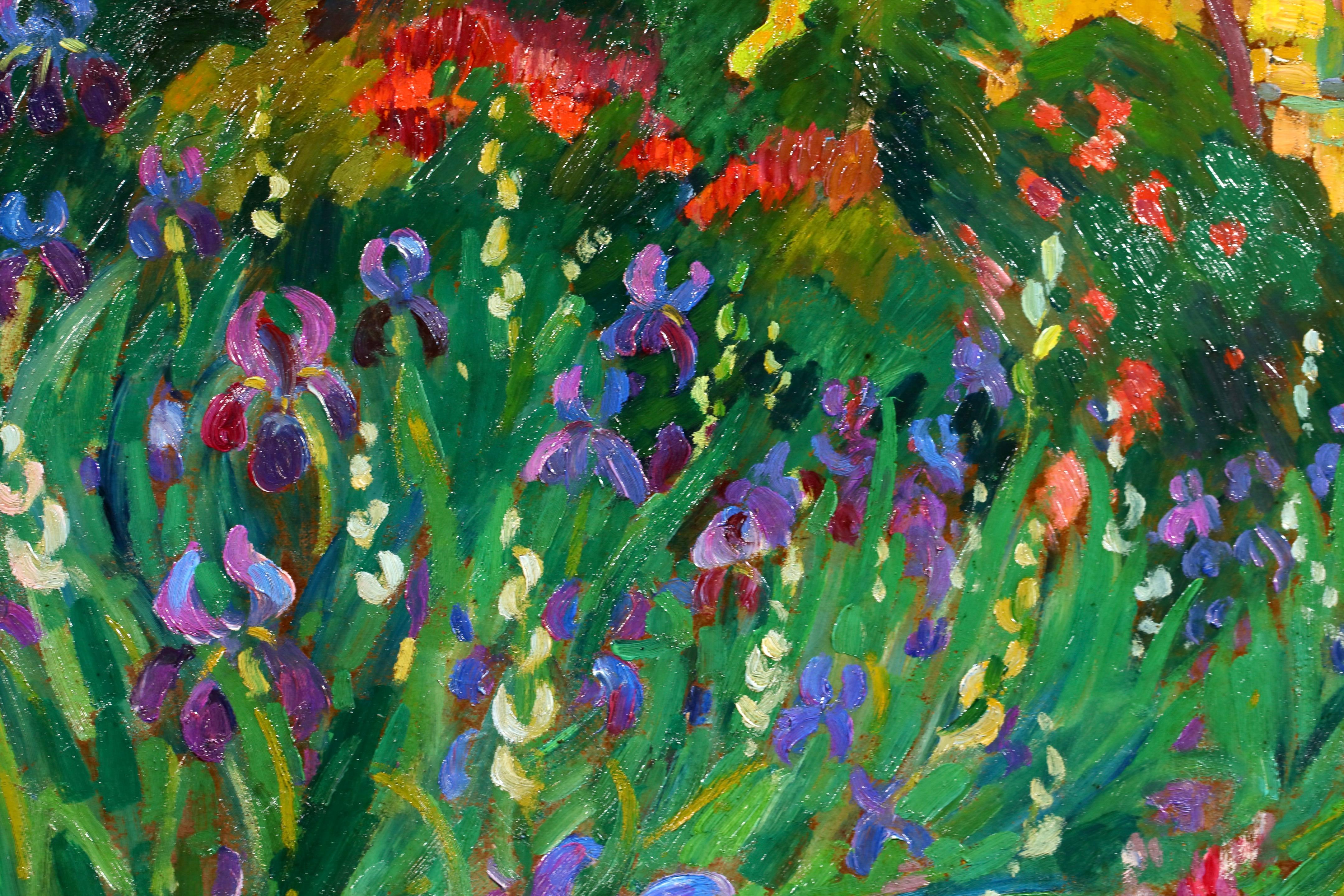 Signiert Fauvist Öl auf Leinwand Landschaft circa 1910 von Französisch post impressionistischen Maler Robert Antoine Pinchon. Dieses Stück zeigt einen blühenden Garten im Sommer. Der Garten liegt am Ufer der Seine in der Nähe von Rouen,