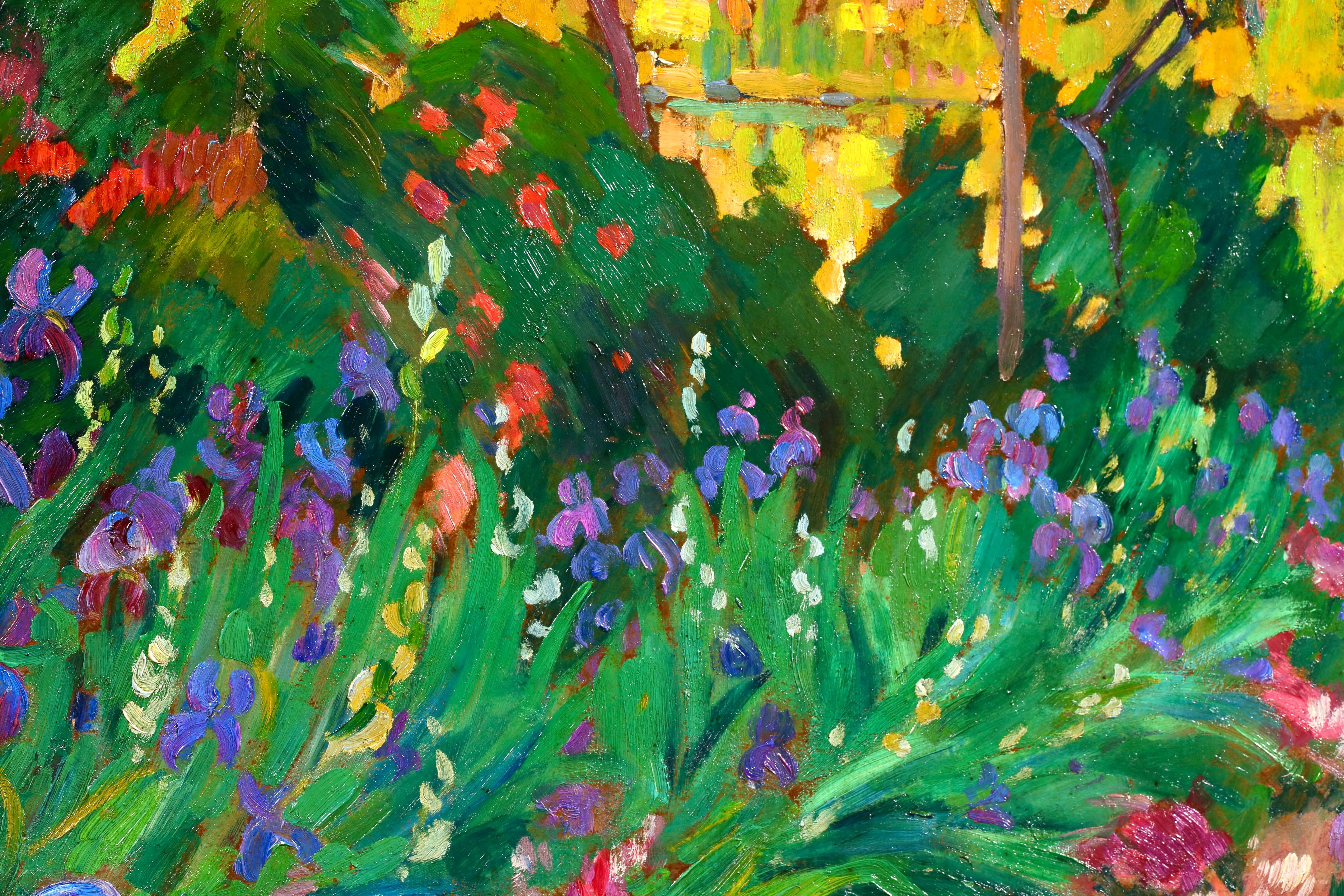 Un Jardin - Postimpressionistische Landschaft Ölgemälde von Robert Pinchon im Angebot 1