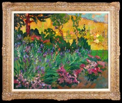 Robert Antoine Pinchon - Un Jardin - Post Impressionist Landscape Oil Painting by Robert Pinchon Un Jardin - Post Impressionist Landscape Oil Painting by Robert Pinchon