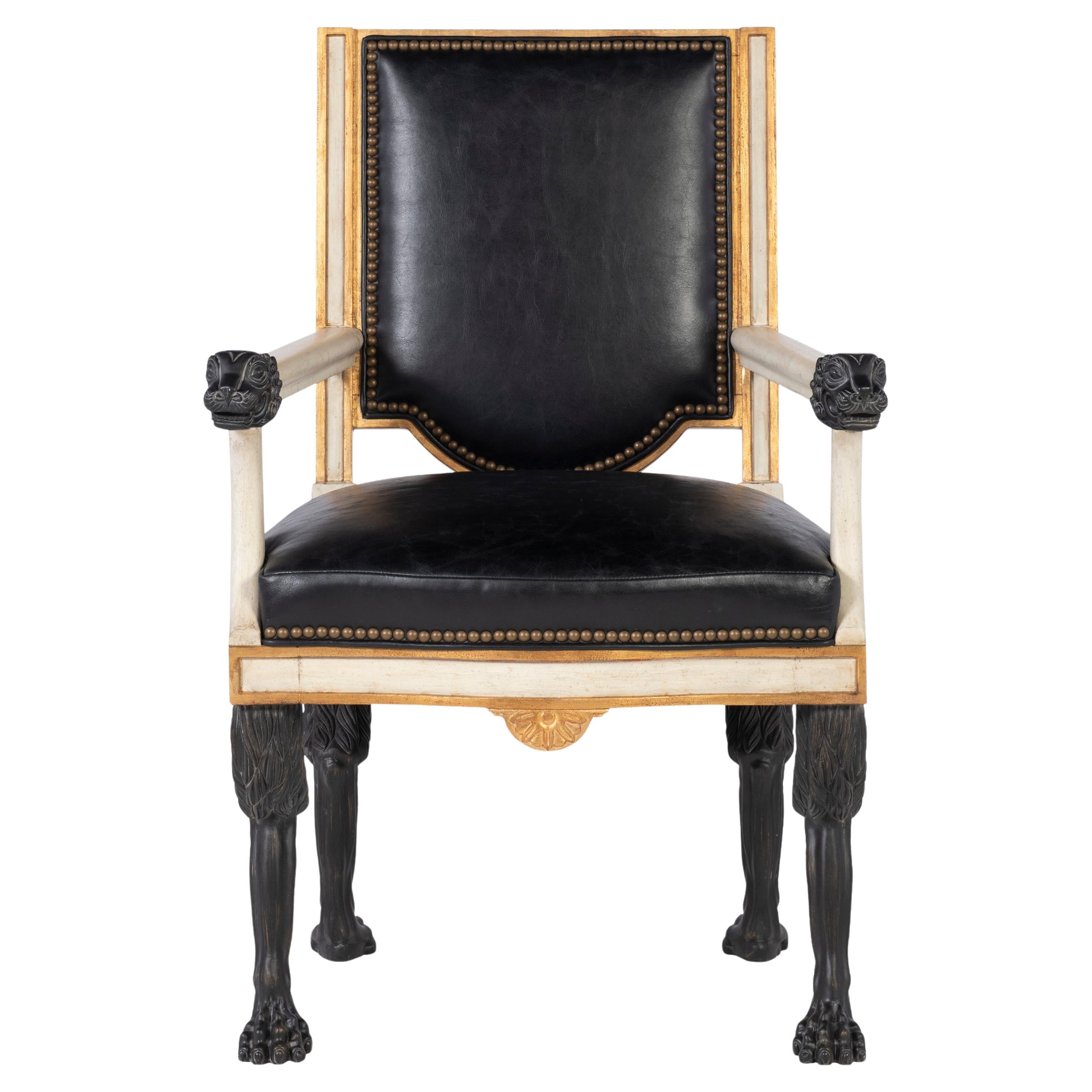 Robért Arm Chair - Aged White, Gold 
Noir For Sale