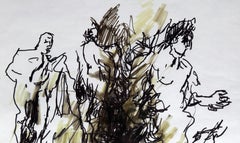 Grupo de figuras, Dibujo abstracto sobre papel de Robert Arthur Goodnough