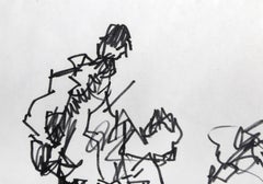 Figure Sketch, Framed Signed Abstract Drawing by Robert Arthur Goodnough