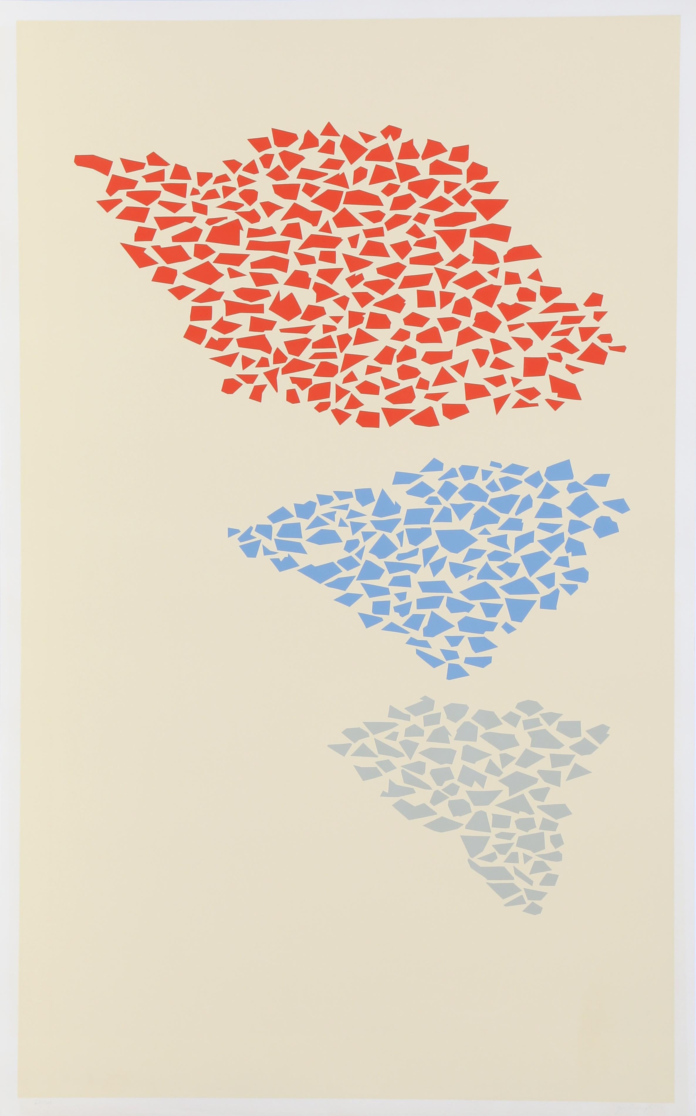 Robert Arthur Goodnough Abstract Print - Red, Blue, Gray, Minimalist Abstract by Robert Goodnough
