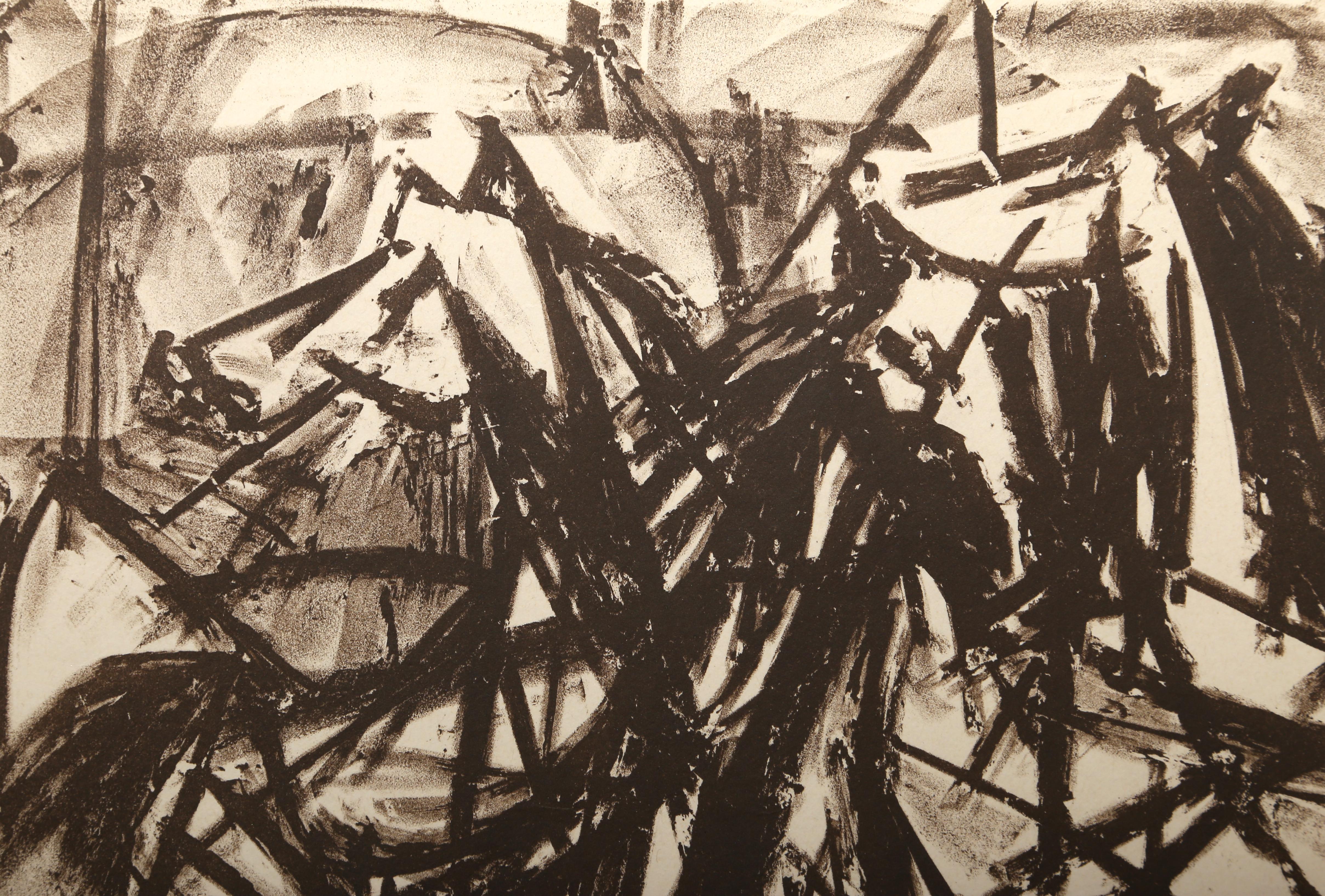 Drei Pferde, Abstrakte Lithographie von Robert Arthur Goodnough im Angebot 1