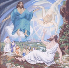 Art Deco British symbolist painting 'Triune' by Robert Arthur Wilson