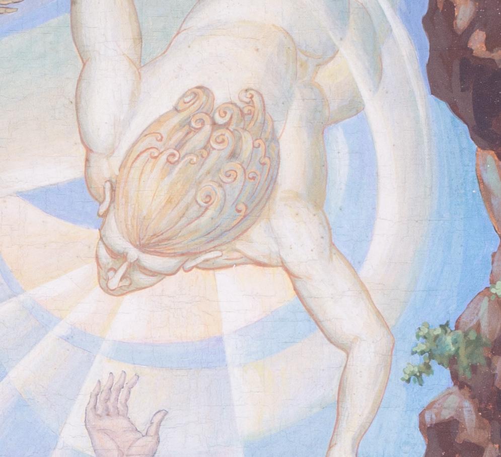 Art Deco British symbolist painting 'Triune' by Robert Arthur Wilson For Sale 3