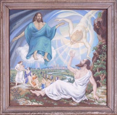 Art Deco British symbolist painting 'Triune' by Robert Arthur Wilson