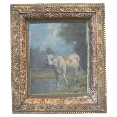 Robert Atkinson Fox (1860-1935), Cow in a Stream, Gouache on Canvas Painting