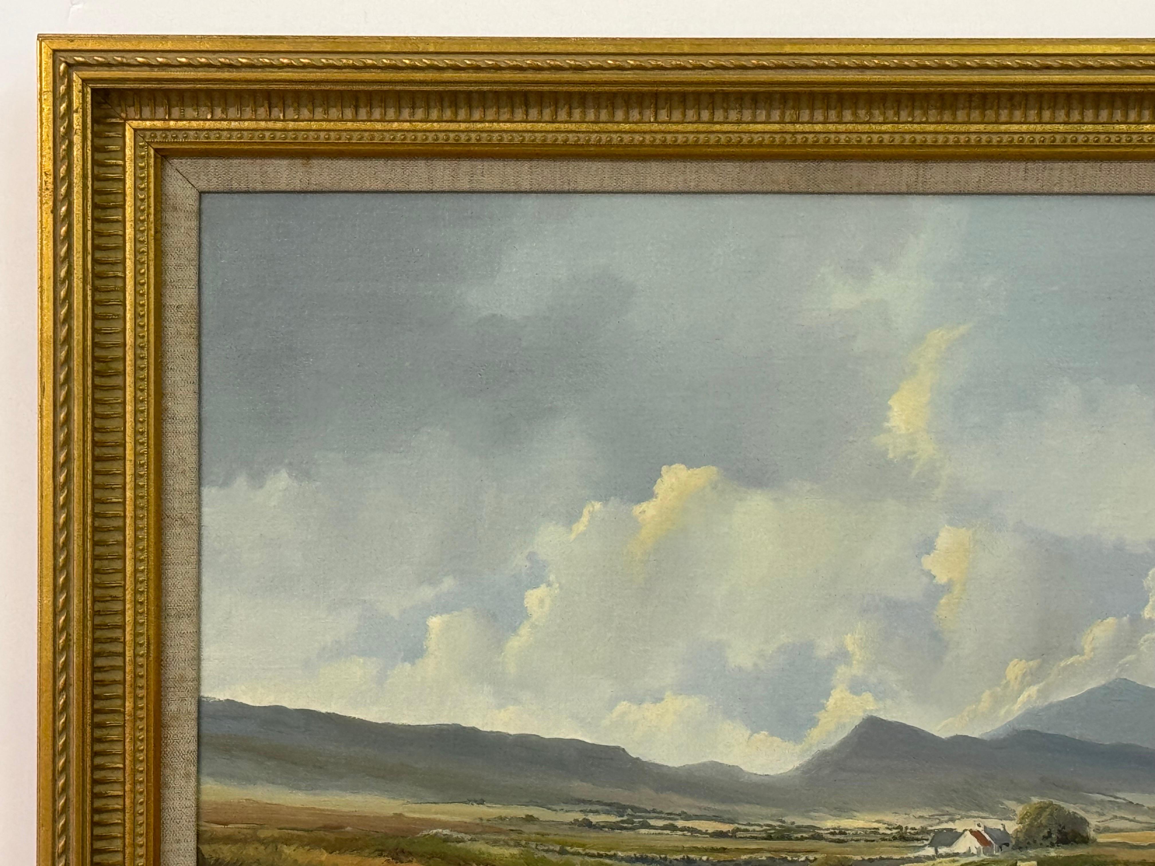 Pintura de cabañas de montaña junto a un río en Irlanda por un artista irlandés del siglo XX en venta 5