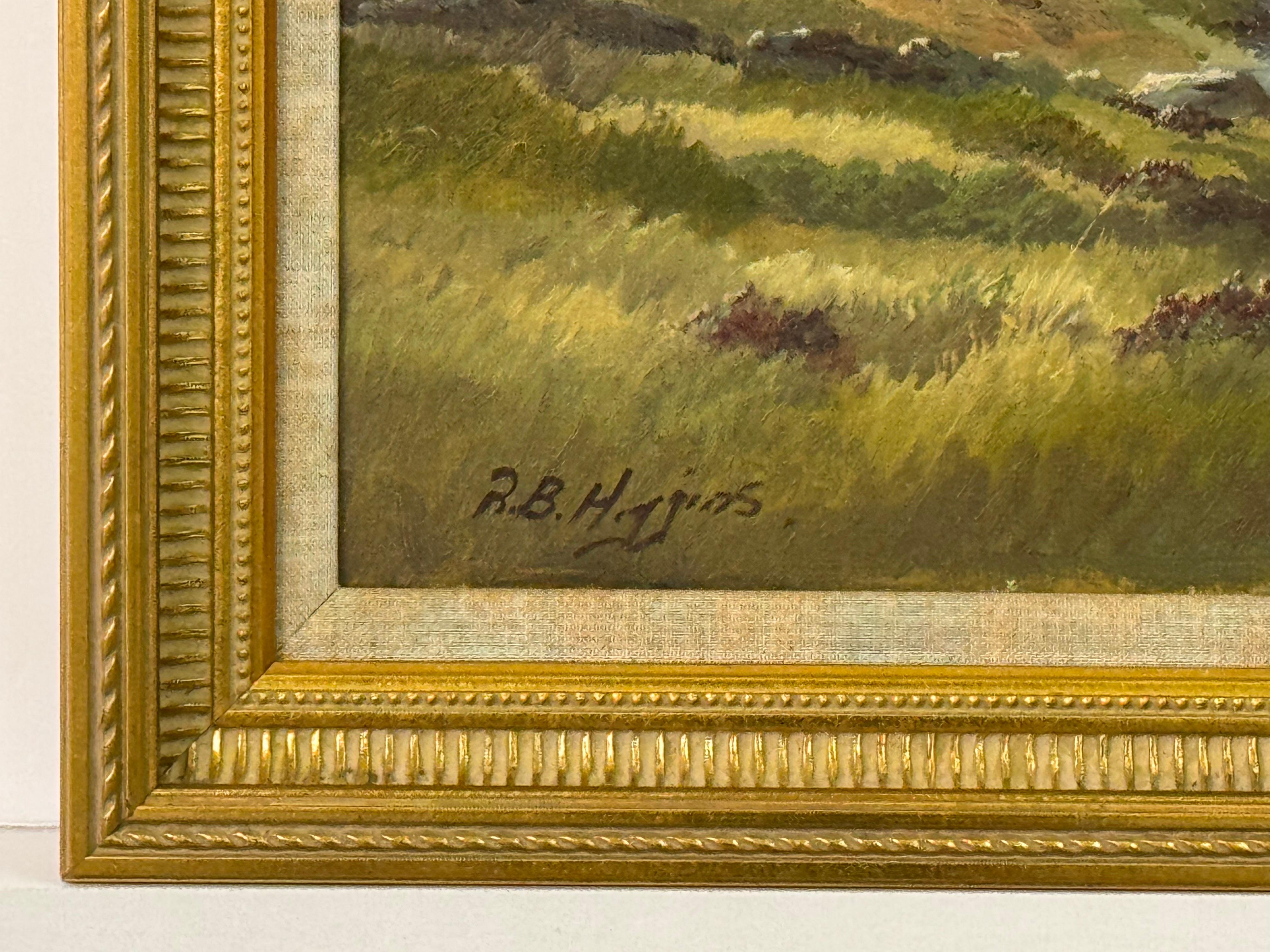 Pintura de cabañas de montaña junto a un río en Irlanda por un artista irlandés del siglo XX en venta 9