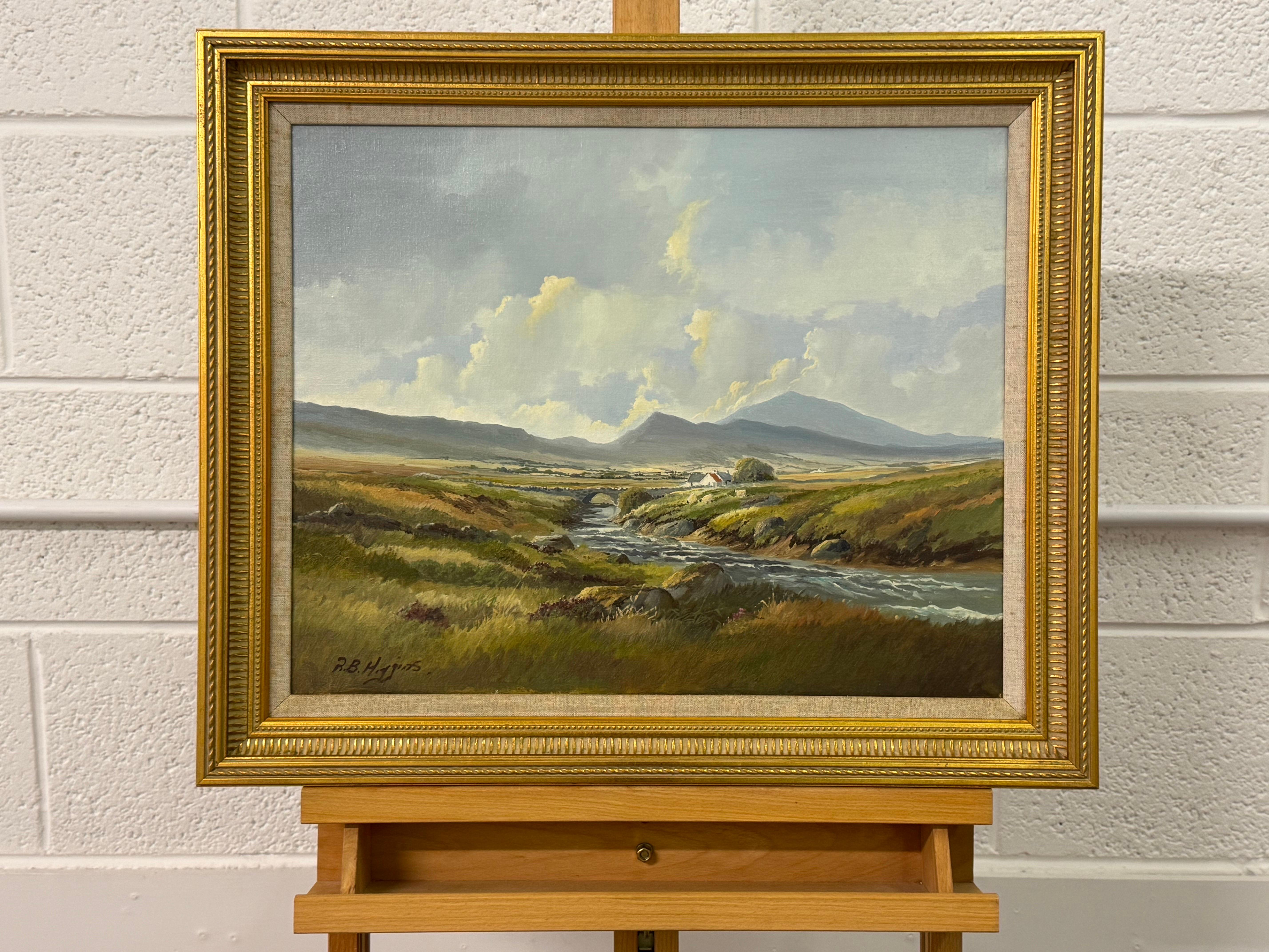 Pintura de cabañas de montaña junto a un río en Irlanda por un artista irlandés del siglo XX en venta 13