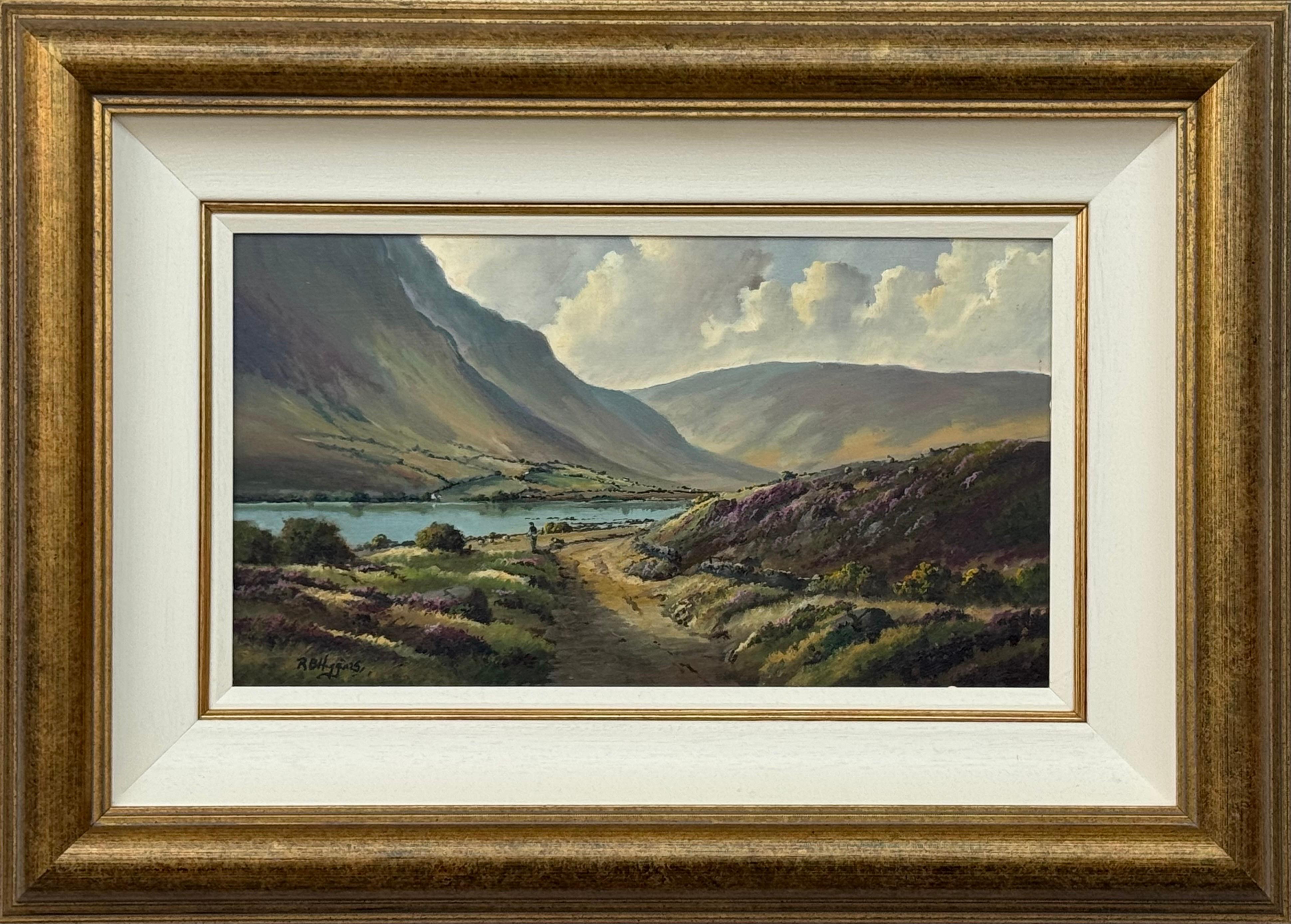 Painting of Mountain Path by Lake in Ireland by 20th Century Irish Artist