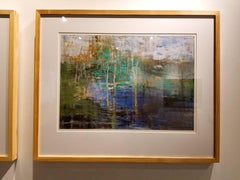 Birch Grove, Abstract Landscape Oil Pastel