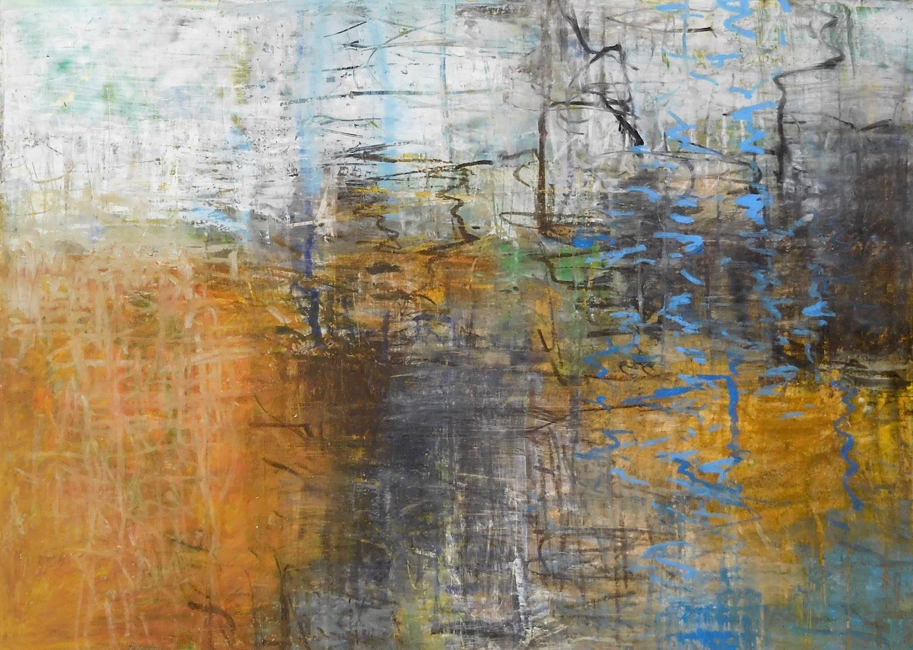Robert Baart Landscape Painting - Magnetic Field, Abstract Landscape Oil Pastel 