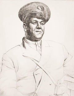 Robert Ball (1918-2008) - 1936 Etching, Mr Everitt, Birmingham Tram Conductor