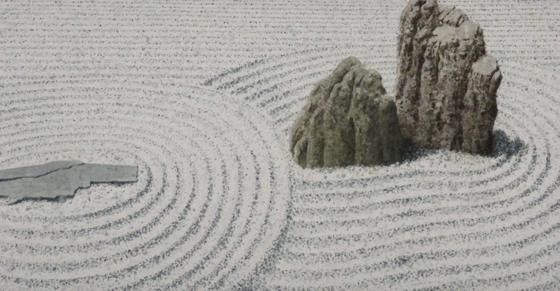 ROBERT BANKS (1911-2000) Acquerello giapponese degli anni '70 FIRMATO Totekiko Ryogen-In 3