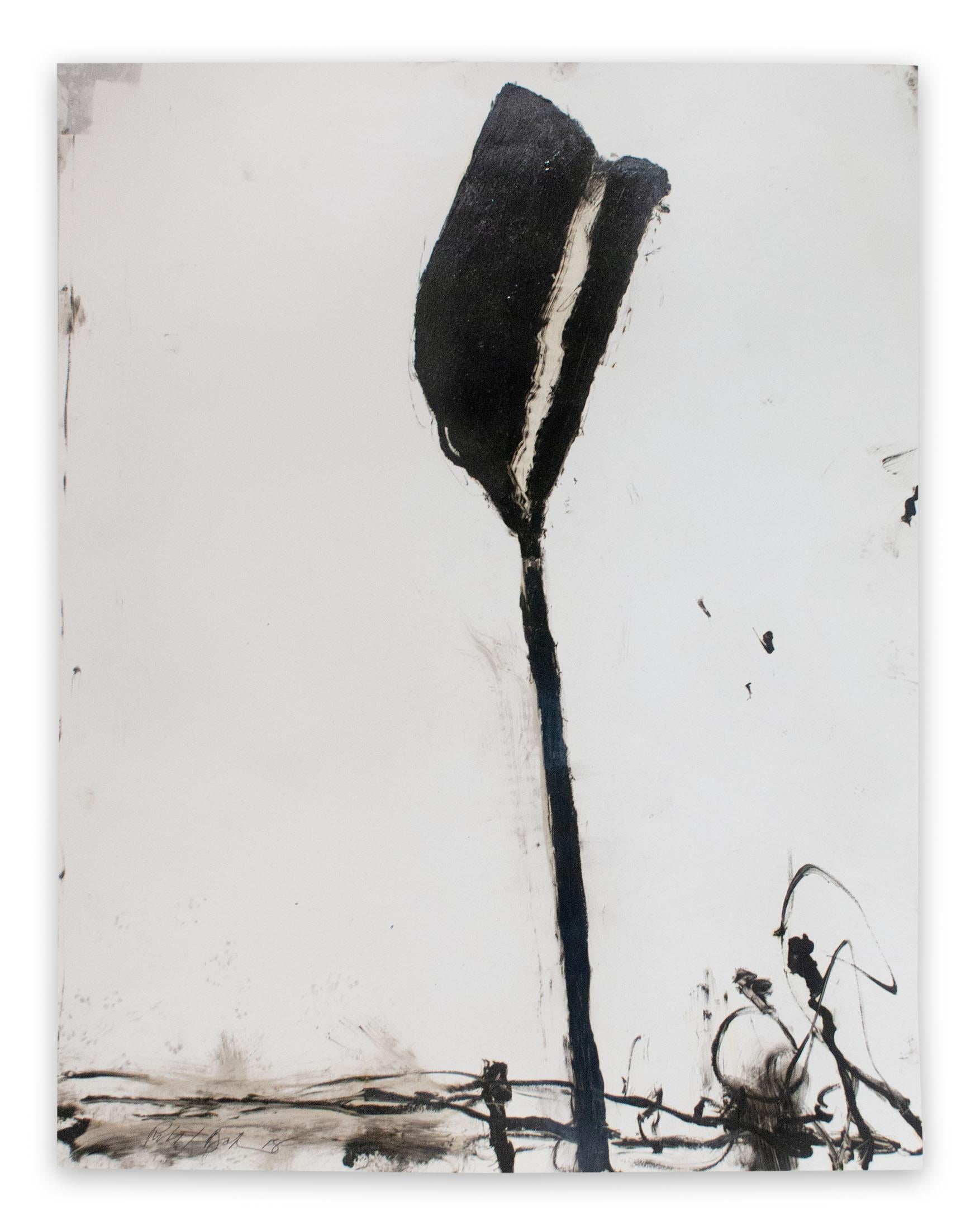 Abstract Painting di Robert Baribeau - Stem in Black #1 (pittura astratta)