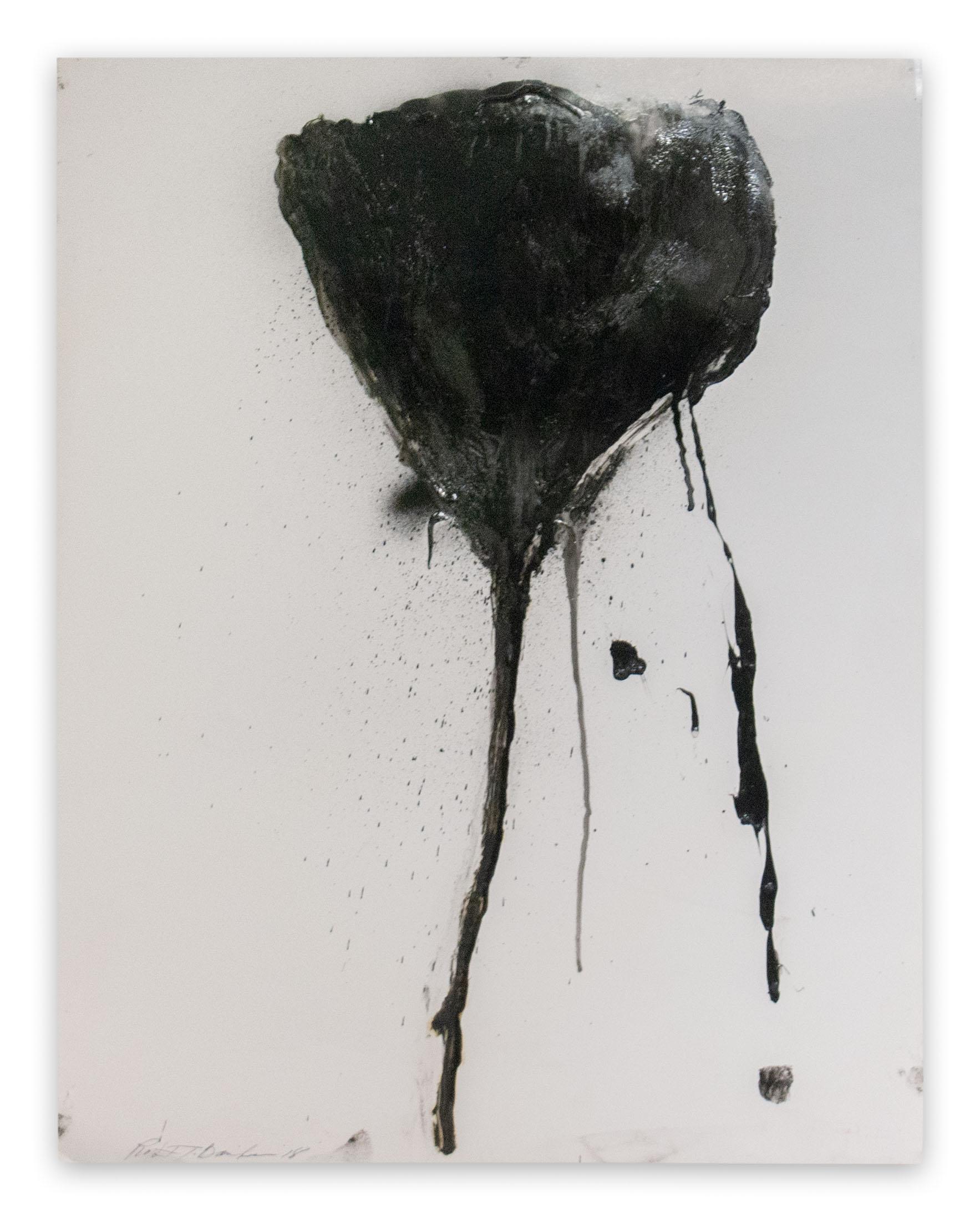 Robert Baribeau Abstract Painting - Stem in Black #7 (Abstract painting)