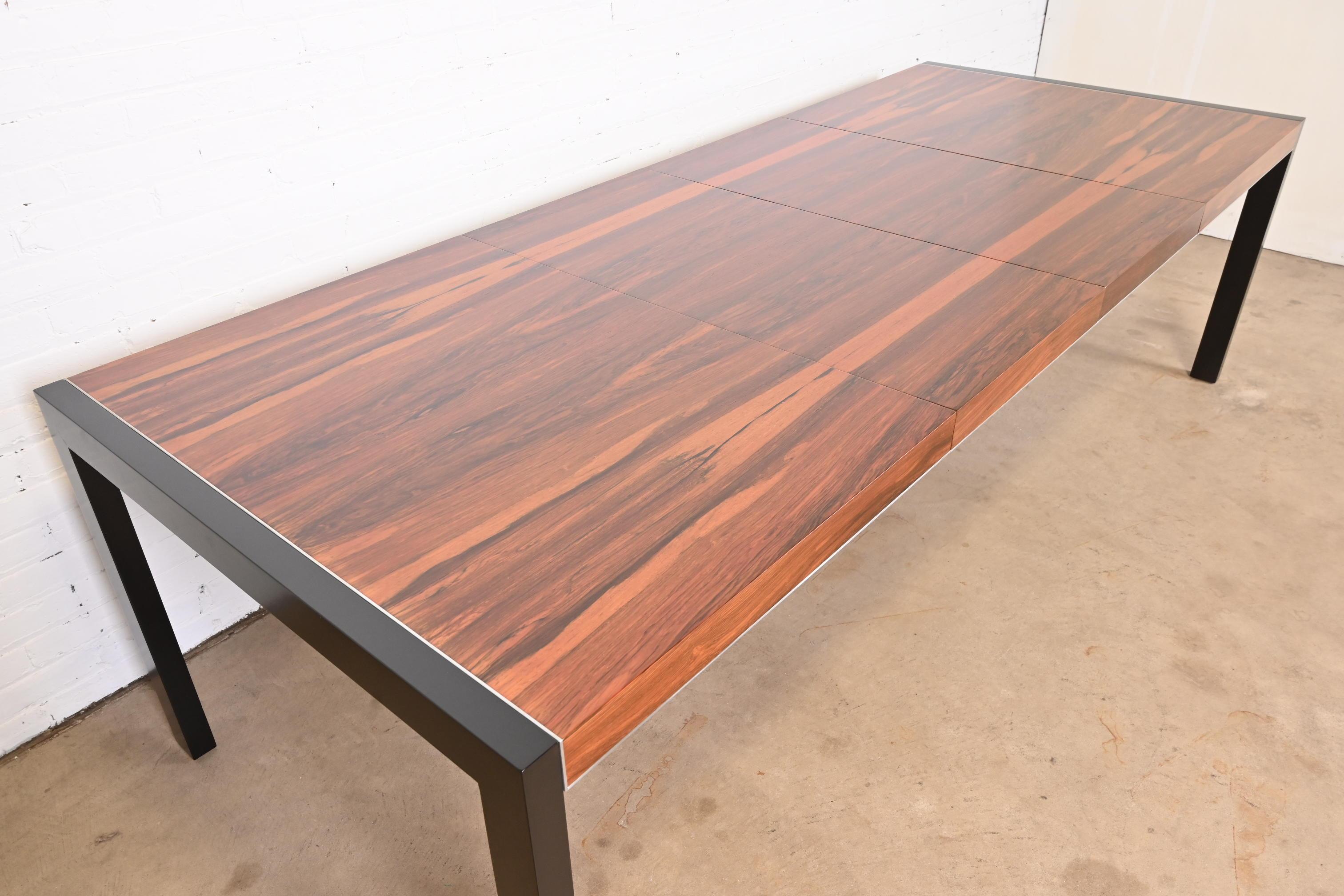 Chrome Robert Baron for Glenn of California Rosewood Parsons Dining Table, Refinished For Sale