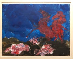 American Neo Expressionist "Wild Horses" Modernist Oil Painting