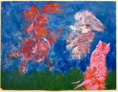 Dipinto a olio modernista "Wild Horses" del neo-espressionista americano