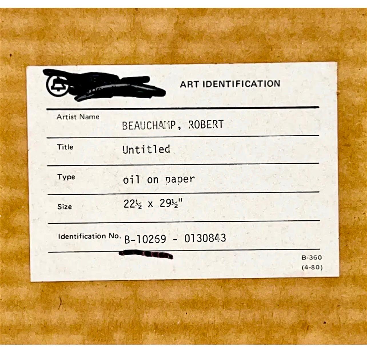 Amerikanischer Neo-Expressionist Frau mit Affen Abstrakt Modernist Ölgemälde (Blau), Animal Painting, von Robert Beauchamp