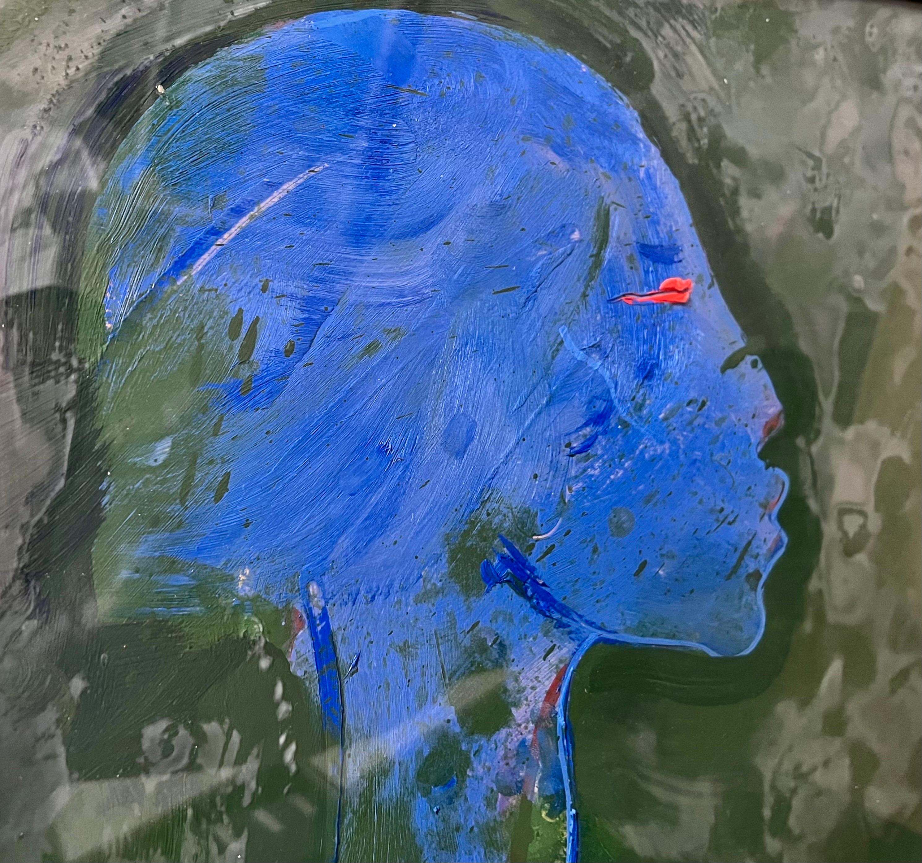 Amerikanischer Neo-Expressionist Frau mit Affen Abstrakt Modernist Ölgemälde im Angebot 1