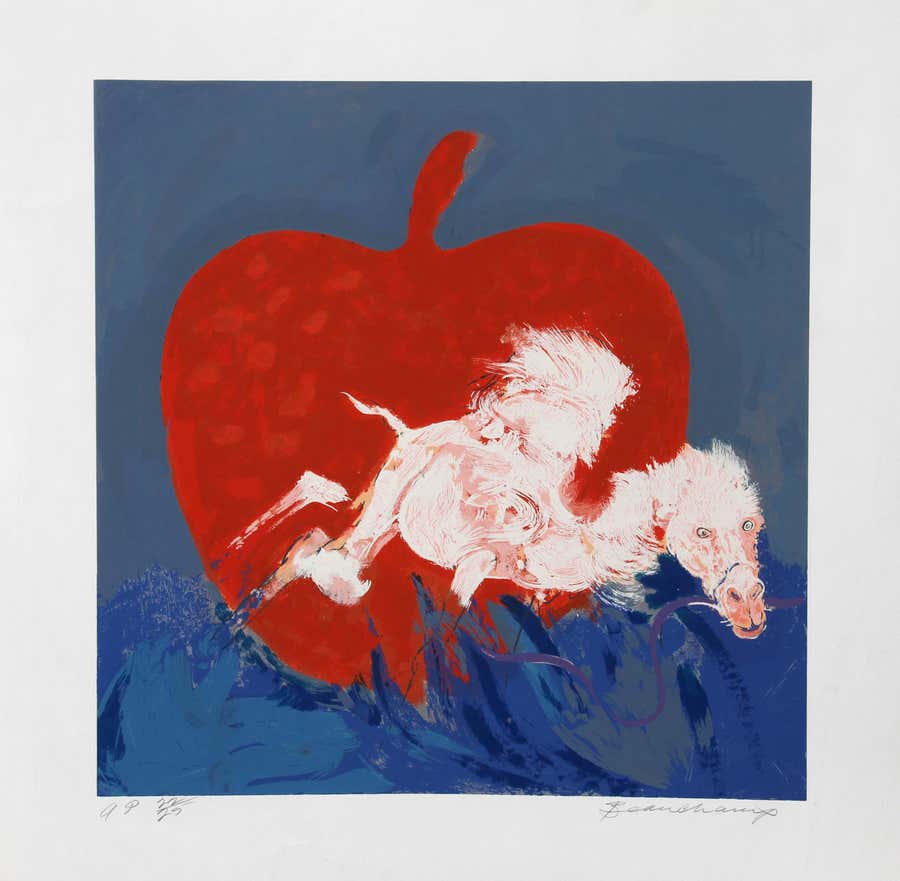 Camel and Red Apple, Surrealist Lithograph by Robert Beauchamp