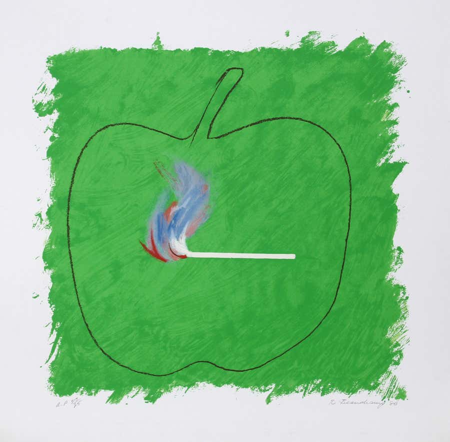 Green Flame, Modern Lithograph by Robert Beauchamp