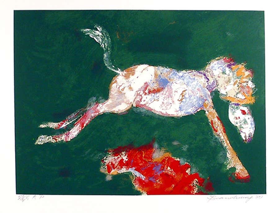 Green Jump, Surrealist Lithograph by Robert Beauchamp