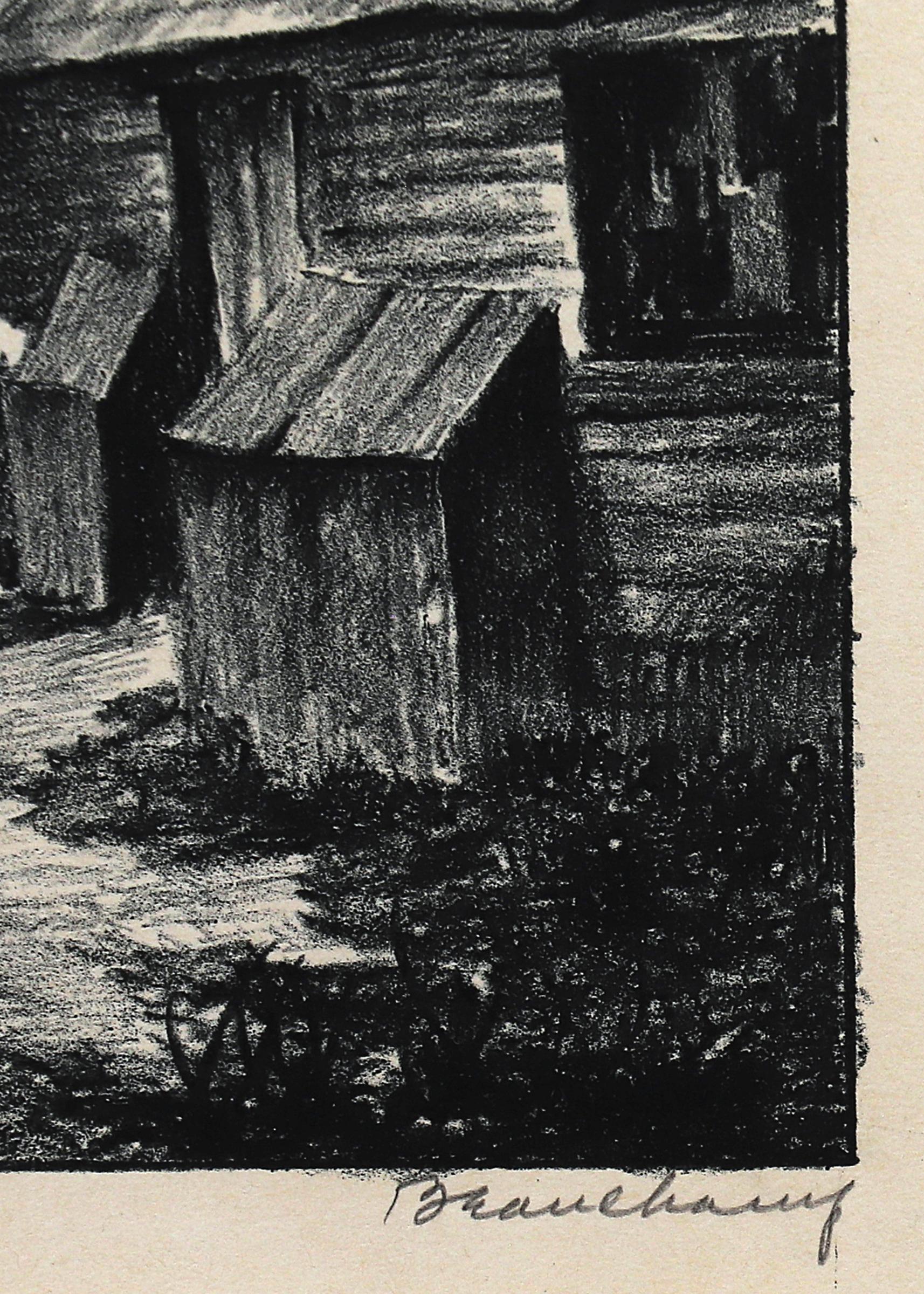 'Città mineraria' , litografia moderna americana firmata, scena di città mineraria del Colorado - Print American Modern di Robert Beauchamp