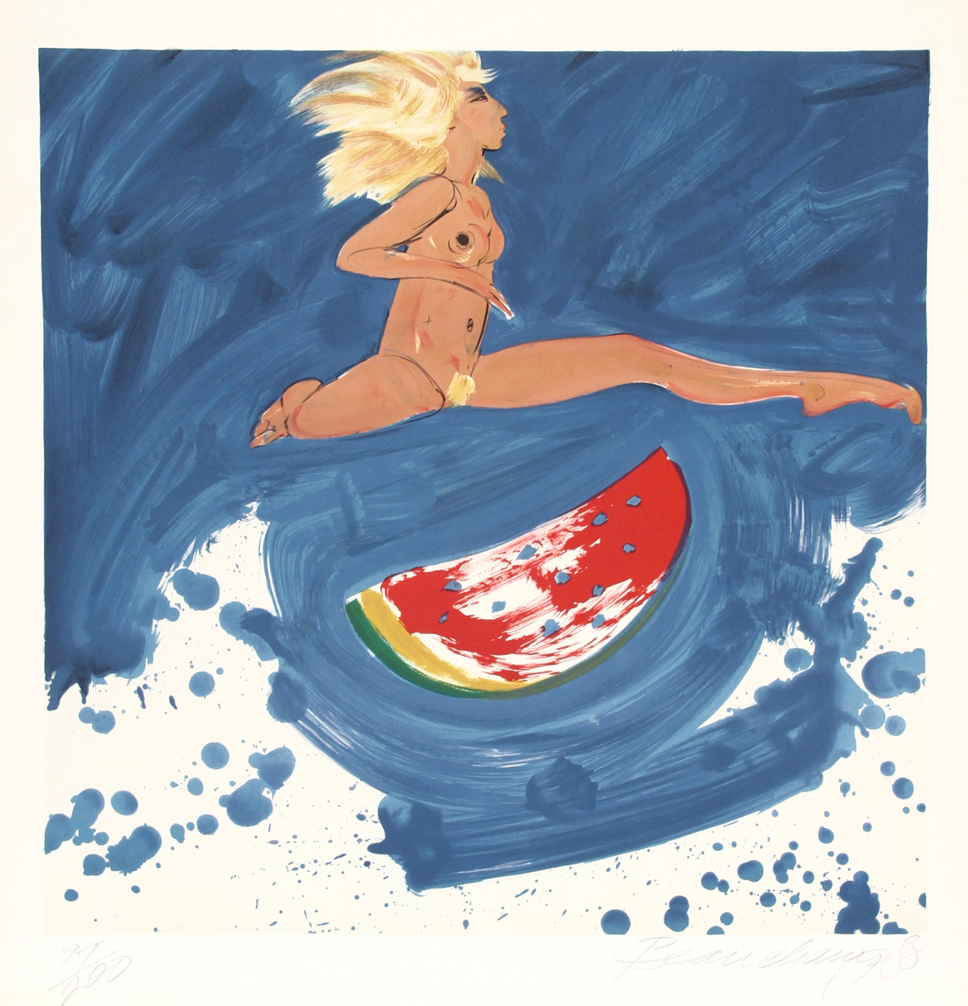 Robert Beauchamp, American (1923 - 1995) - Watermelon, Year:  circa 1980, Medium:  Lithograph, signed and numbered in pencil, Edition:  200, Size:  25 in. x 32 in. (63.5 cm x 81.28 cm)