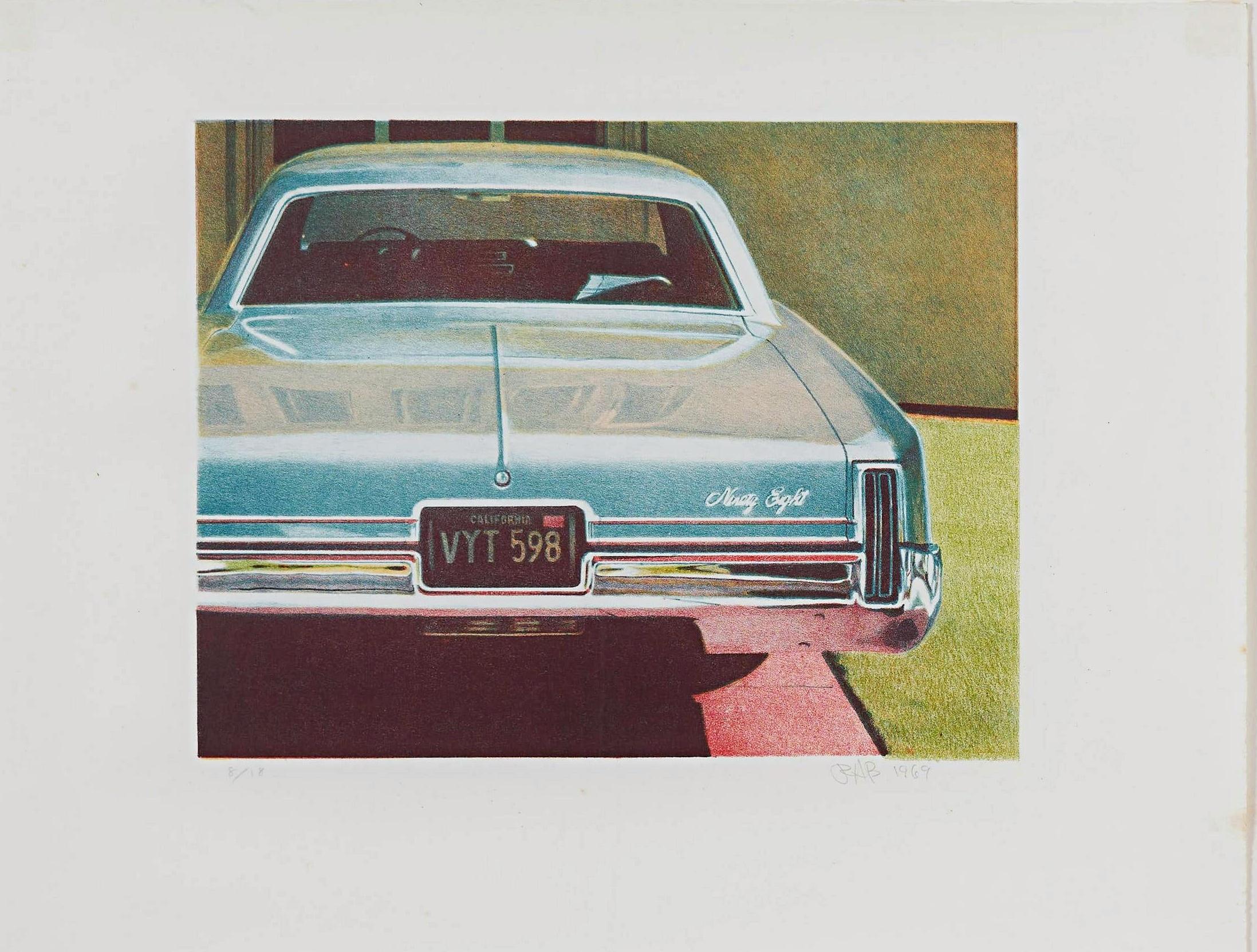'68 Oldsmobile Iconic mid century modern litografía fotorrealista foto realista - Print de Robert Bechtle