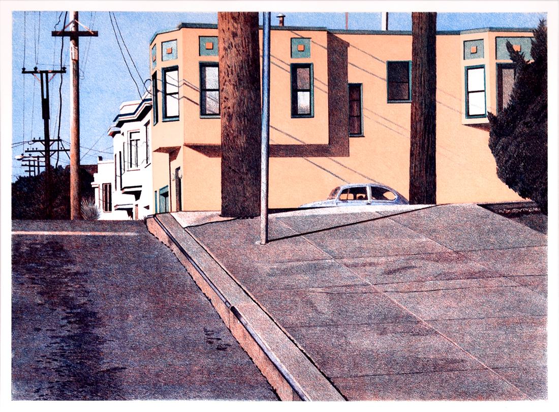 Robert Bechtle Figurative Print – Intersection der Mississippi Street